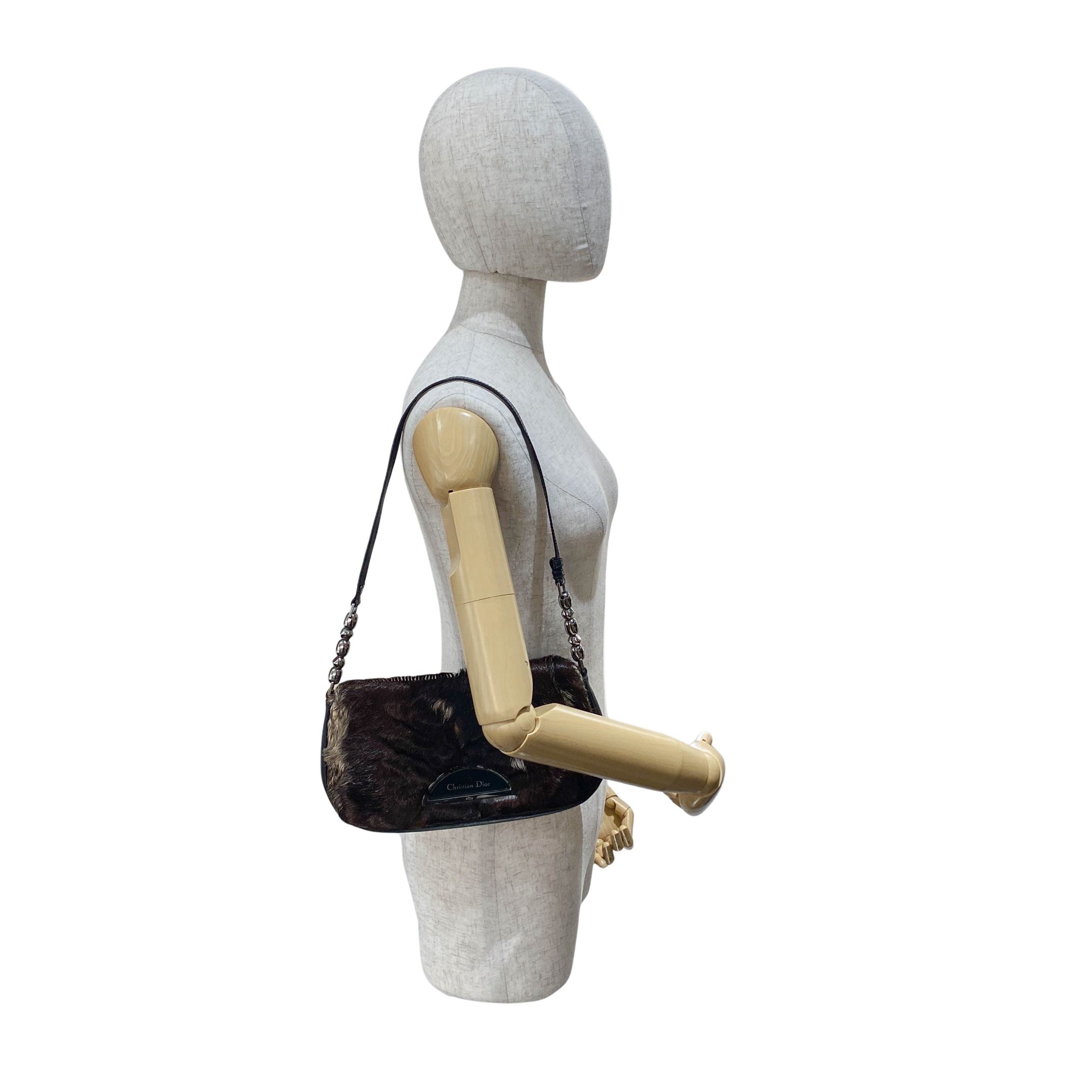 Limited Edition Malice Pearl Brown Pony Hair Shoulder Bag