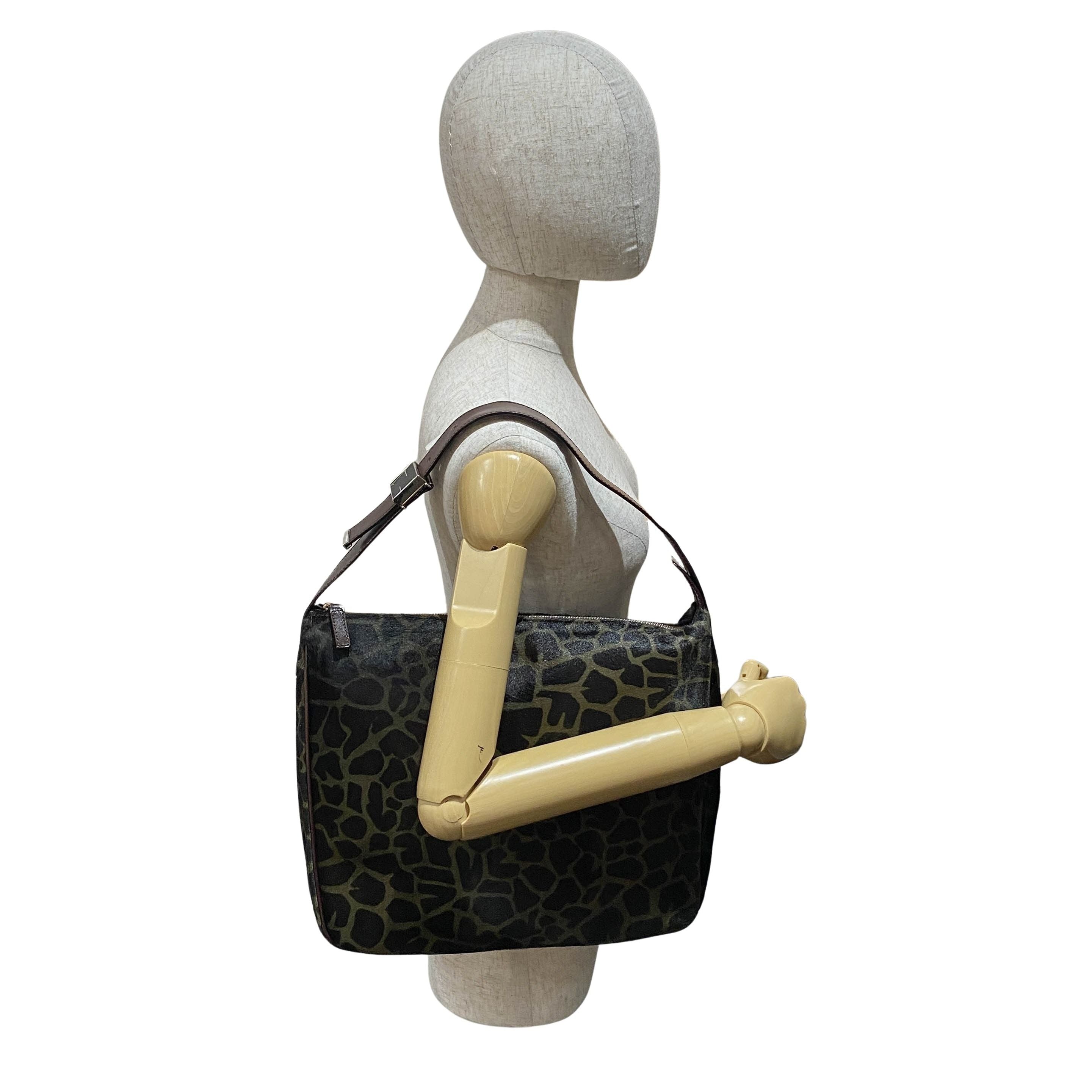 Brown Leopard Print Pony Hair Shoulder Bag