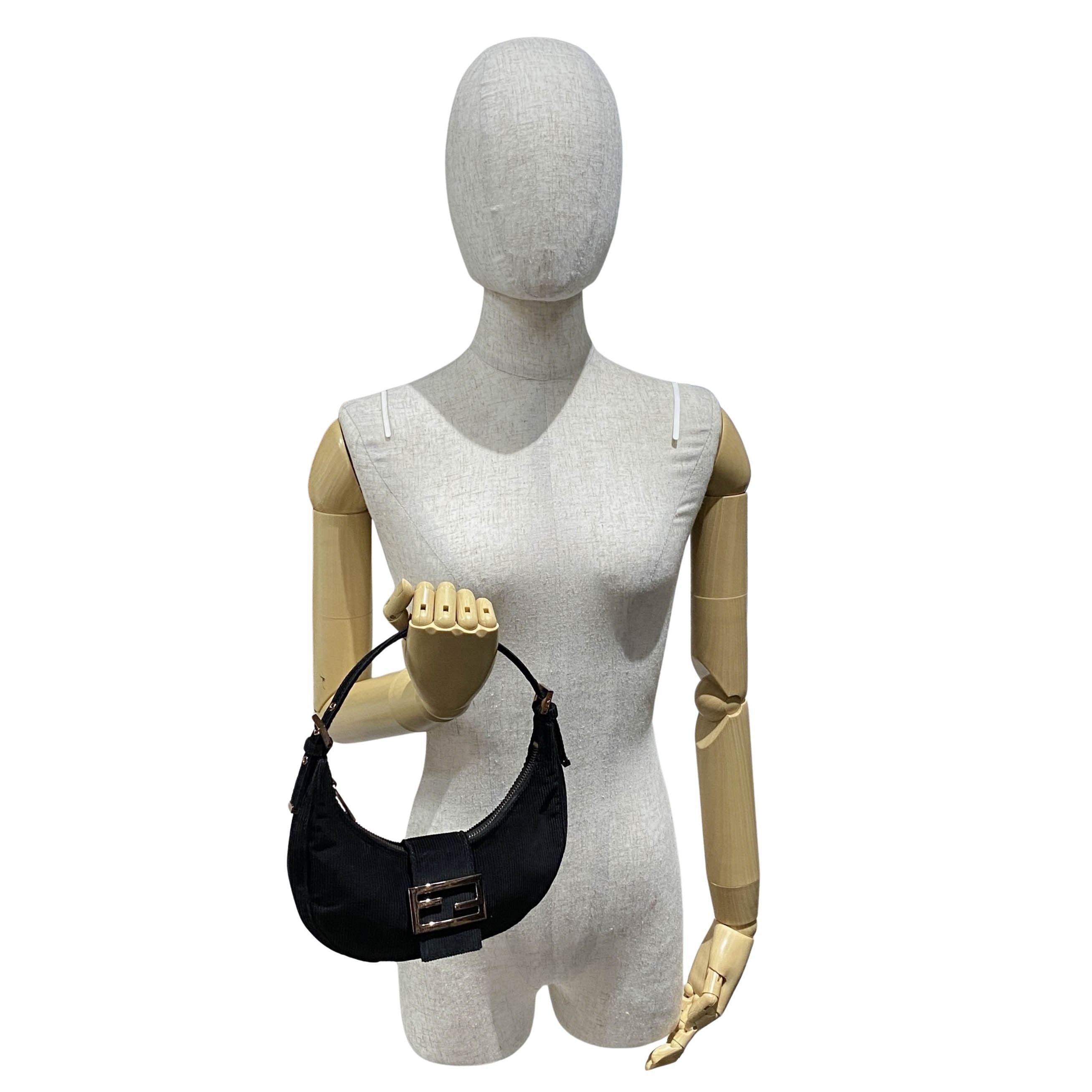 Croissant Black Corduroy Shoulder Bag