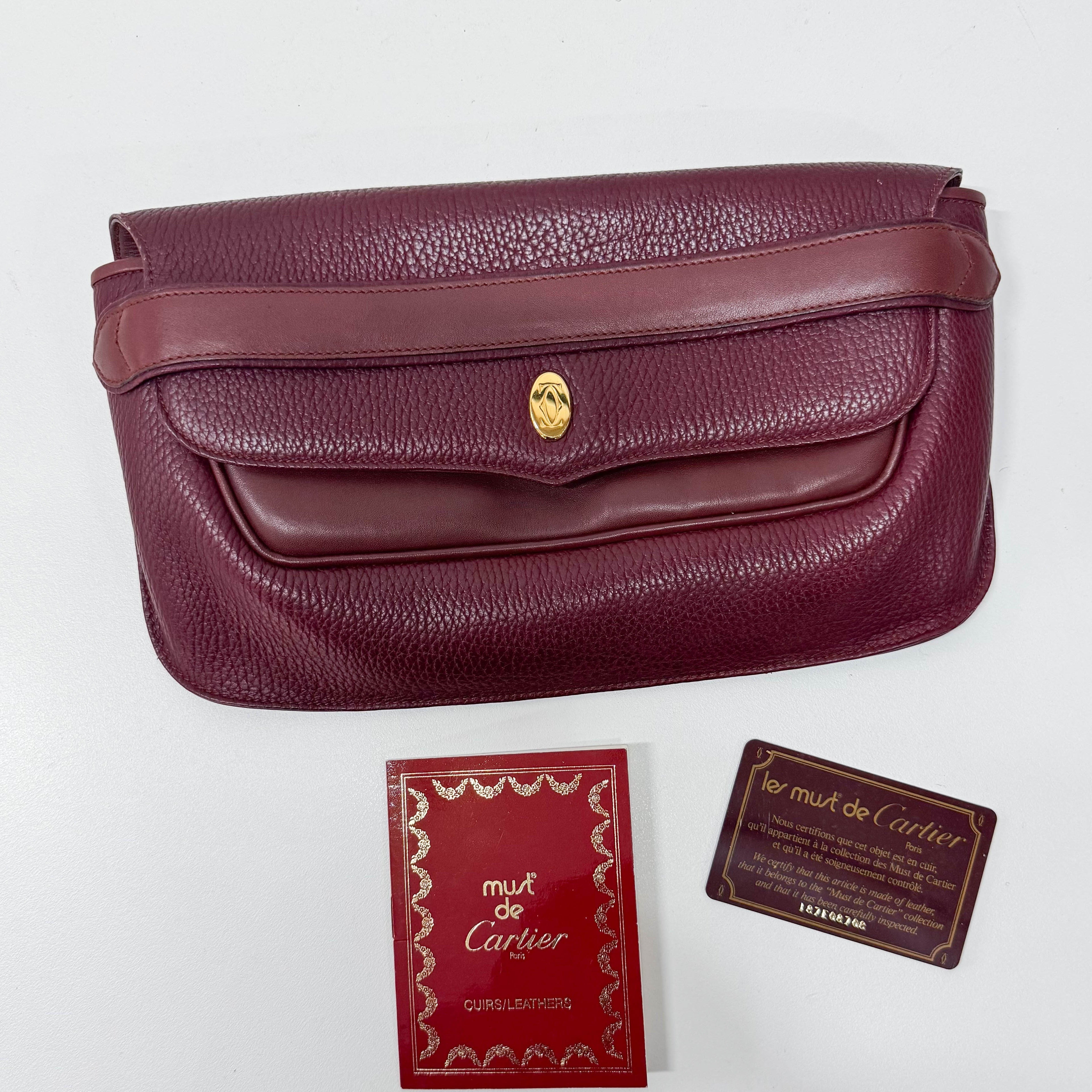 Must de Burgundy Leather Clutch Bag