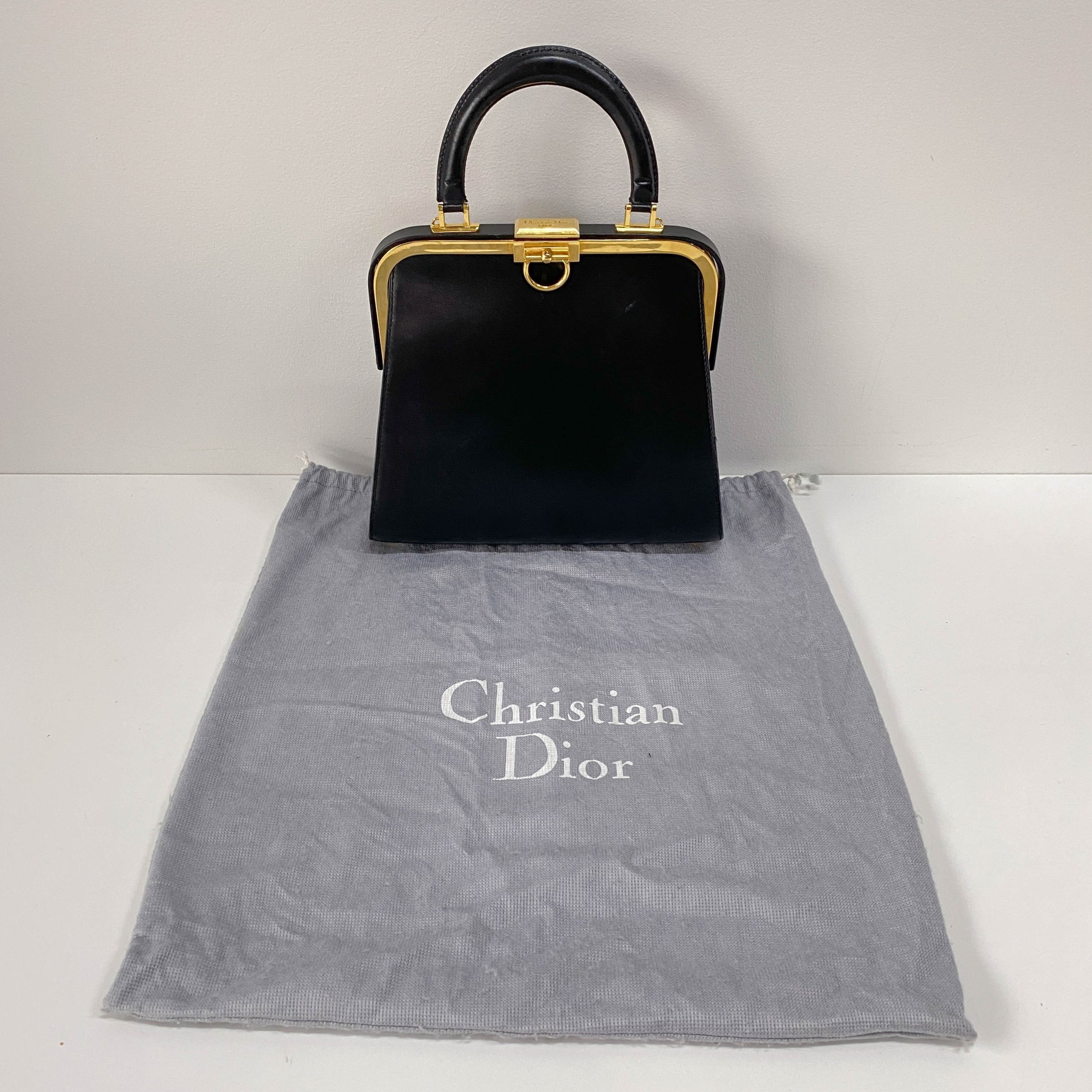 Black Leather Top Handle Bag