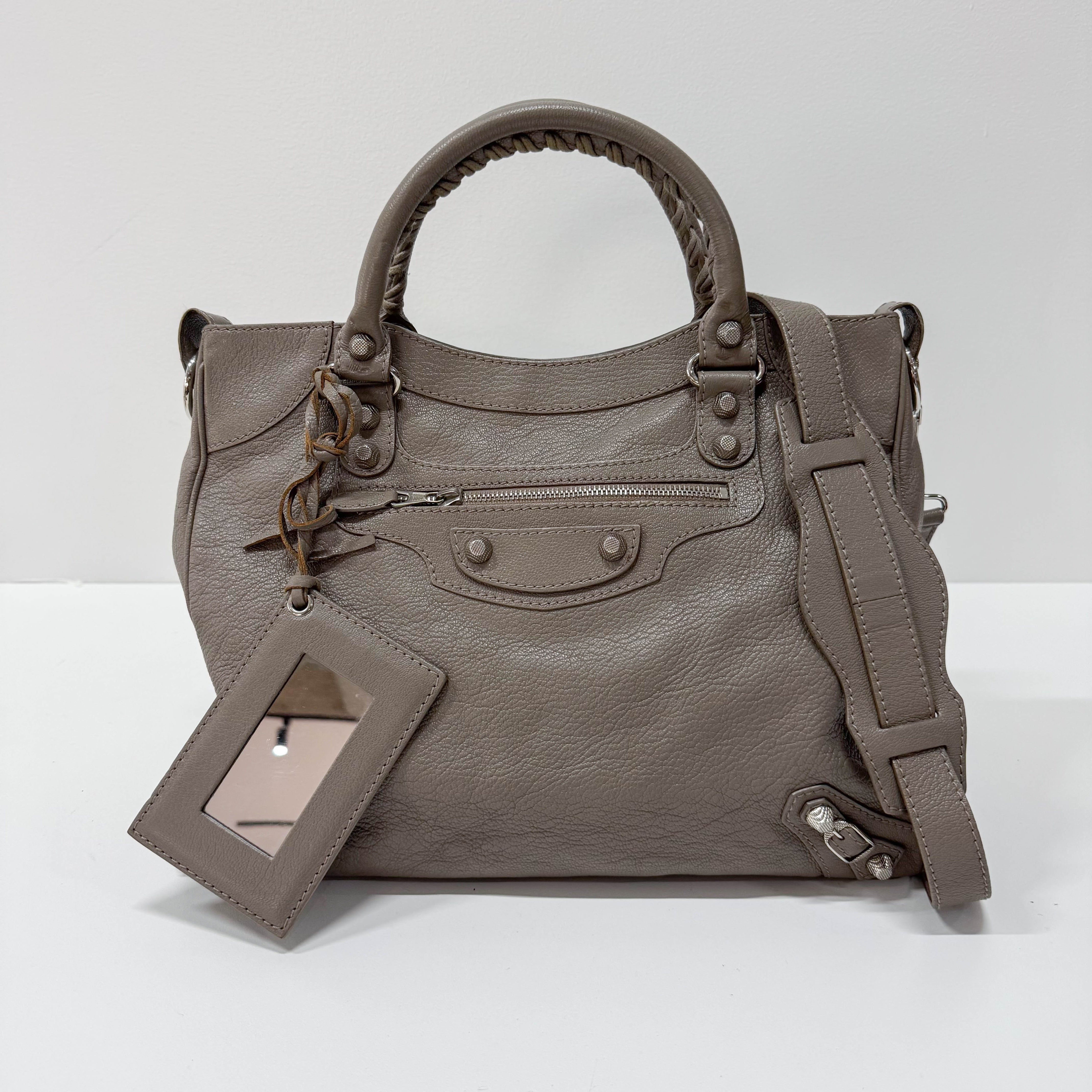 The Velo Grey Calfskin Leather Two Way Bag