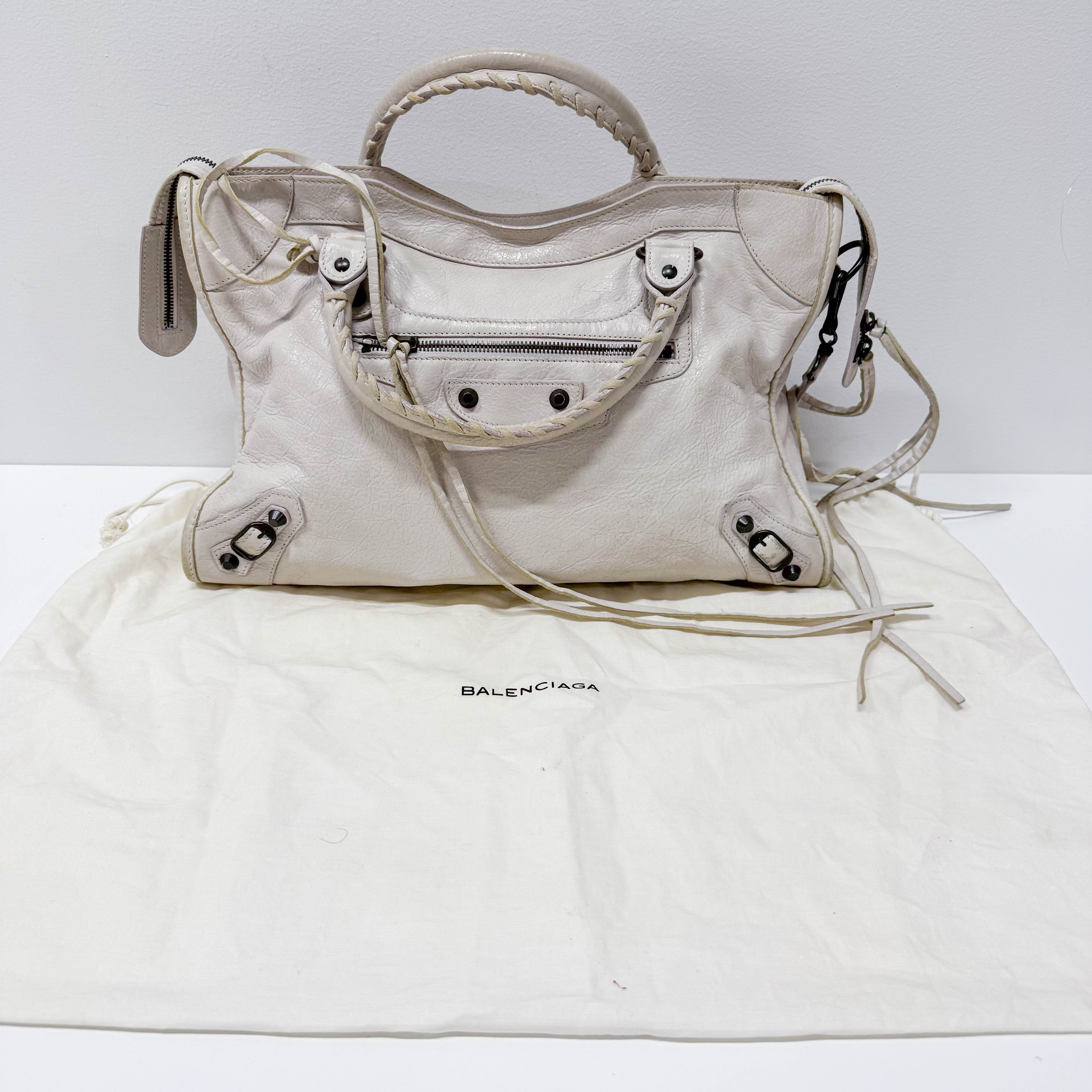 The City Beige Calfskin Leather Two Way Bag