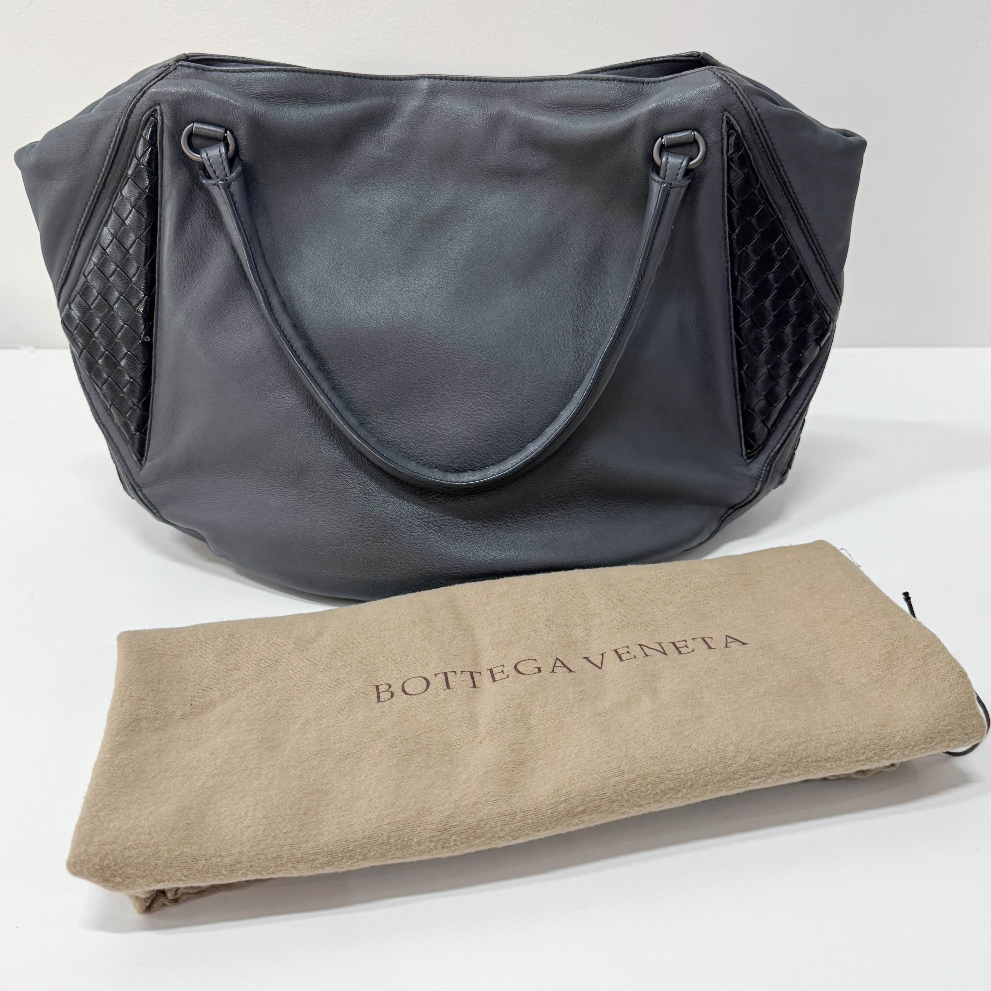 Vintage Grey Leather Two Way Bag