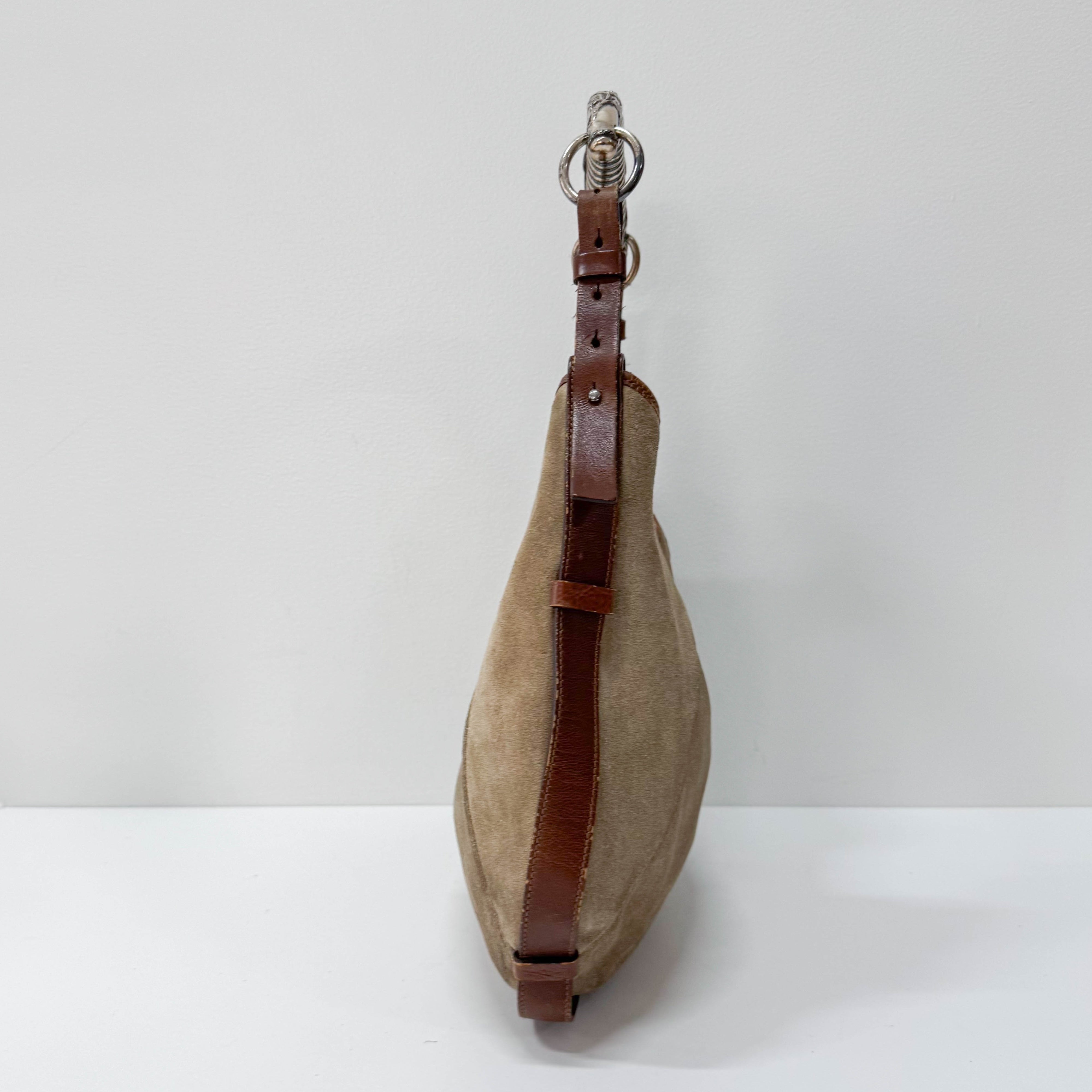 Mombasa Beige Suede Shoulder Bag