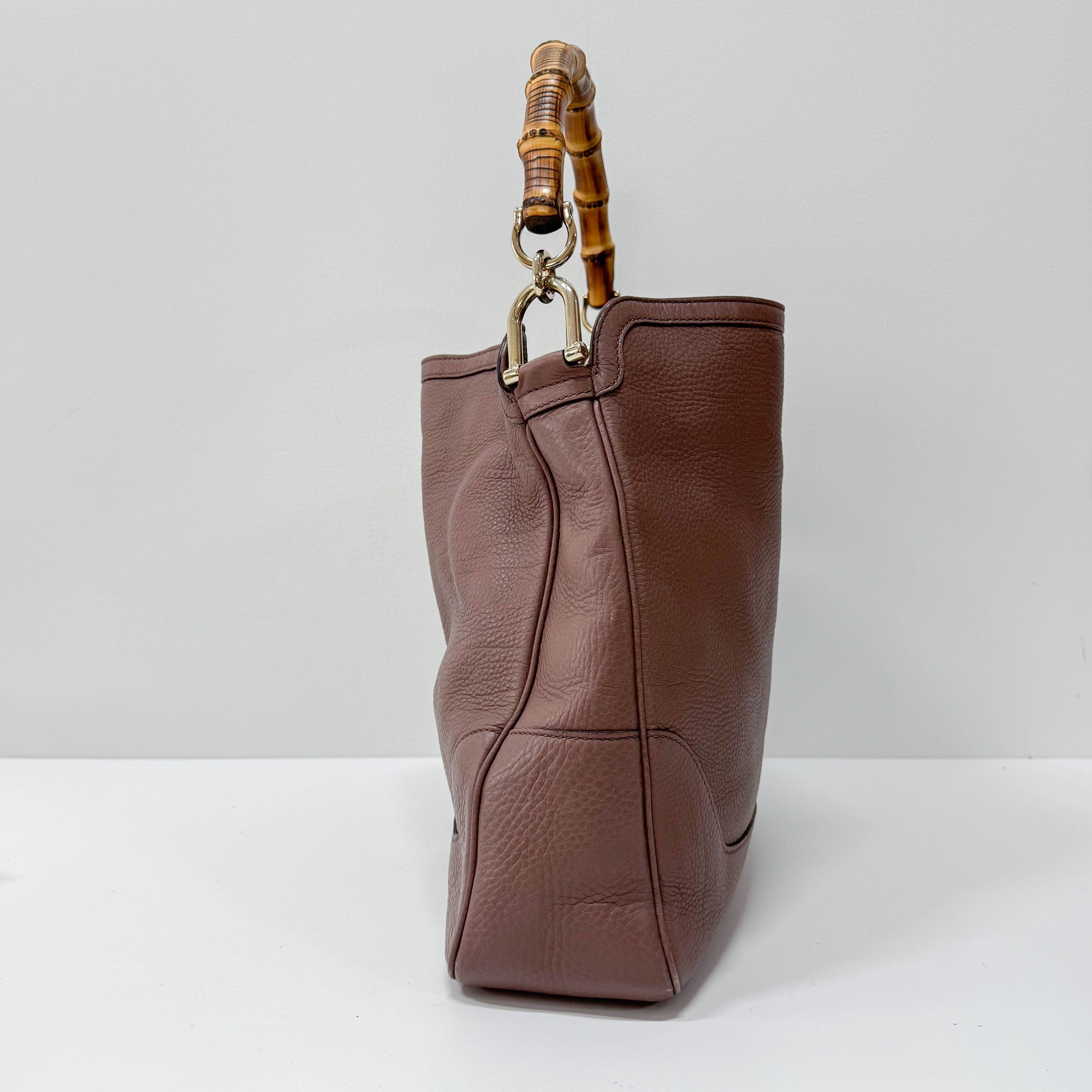 Bamboo Top Handle Tuape Leather Two Way Bag