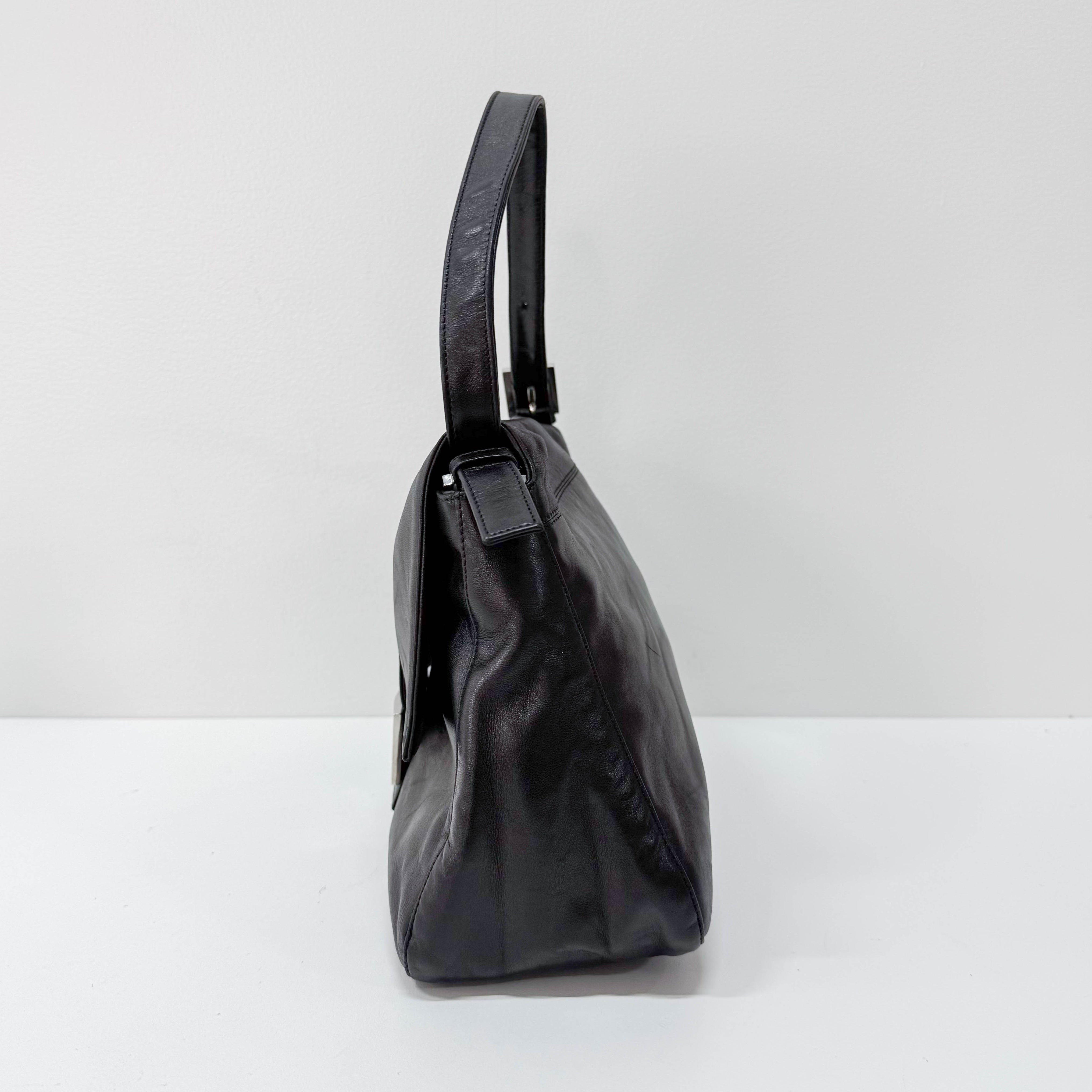 Mamma Baguette Black Leather Shoulder Bag