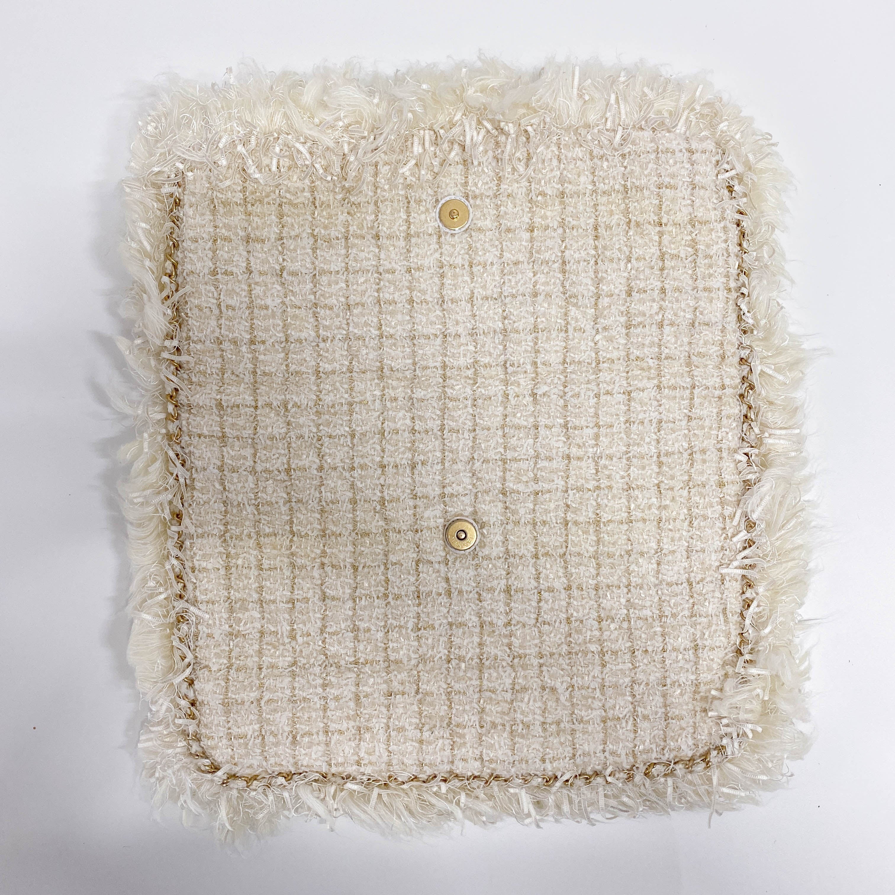 Ivory Tweed Oversized Clutch Bag