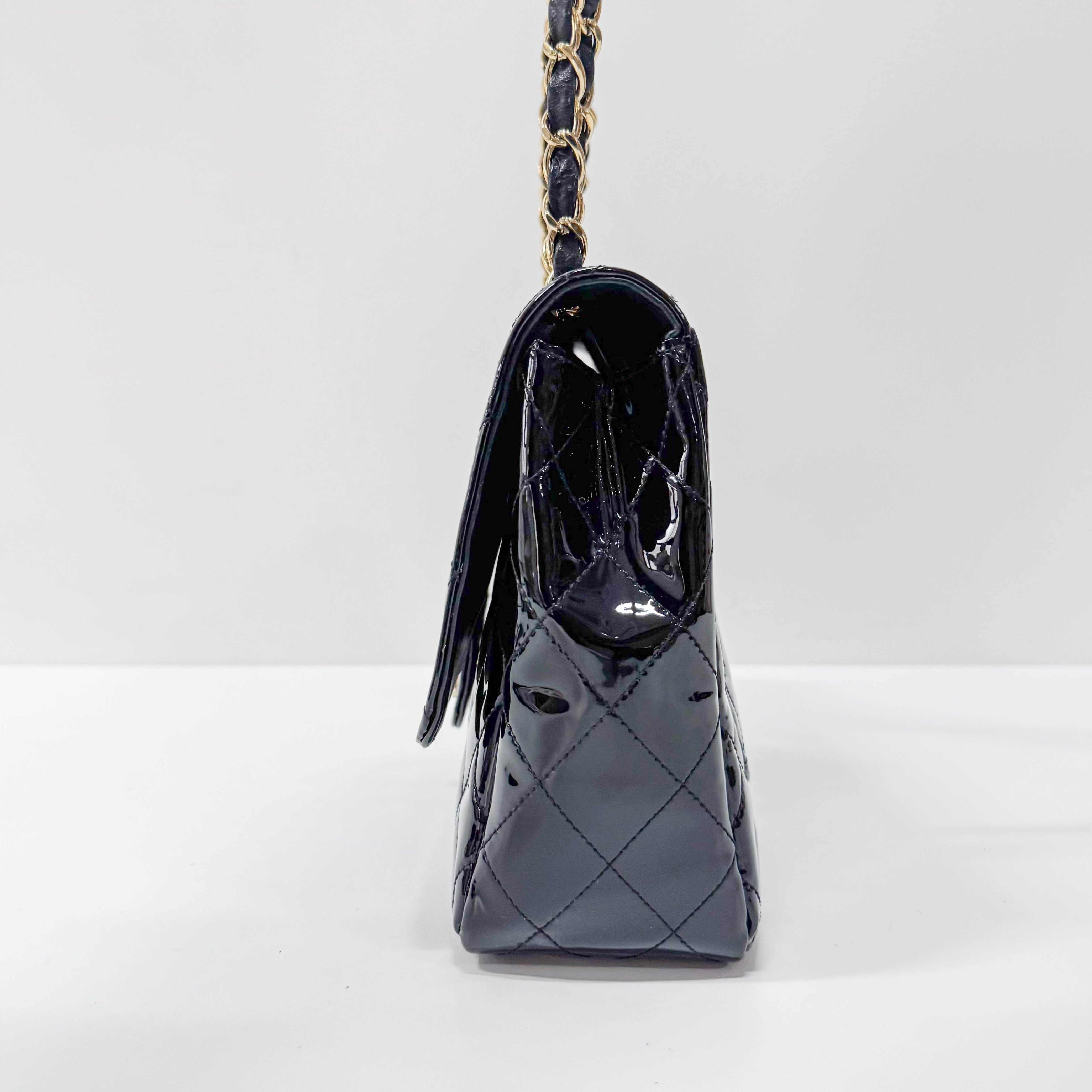 Timeless Classic Flap BlackPatent Leather Shoulder/Crossbody Bag