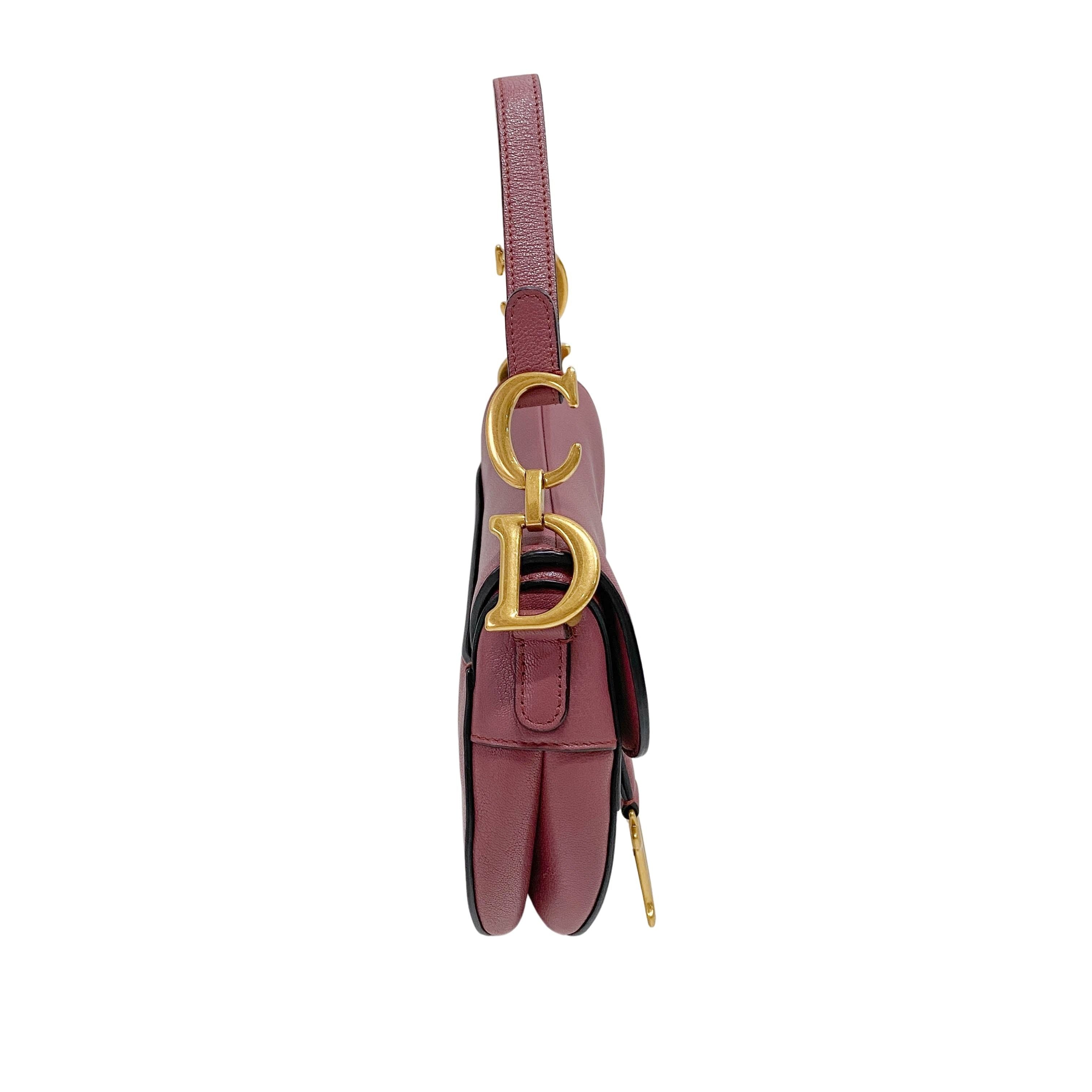 Saddle Purple/Pink Leather Shoulder Bag
