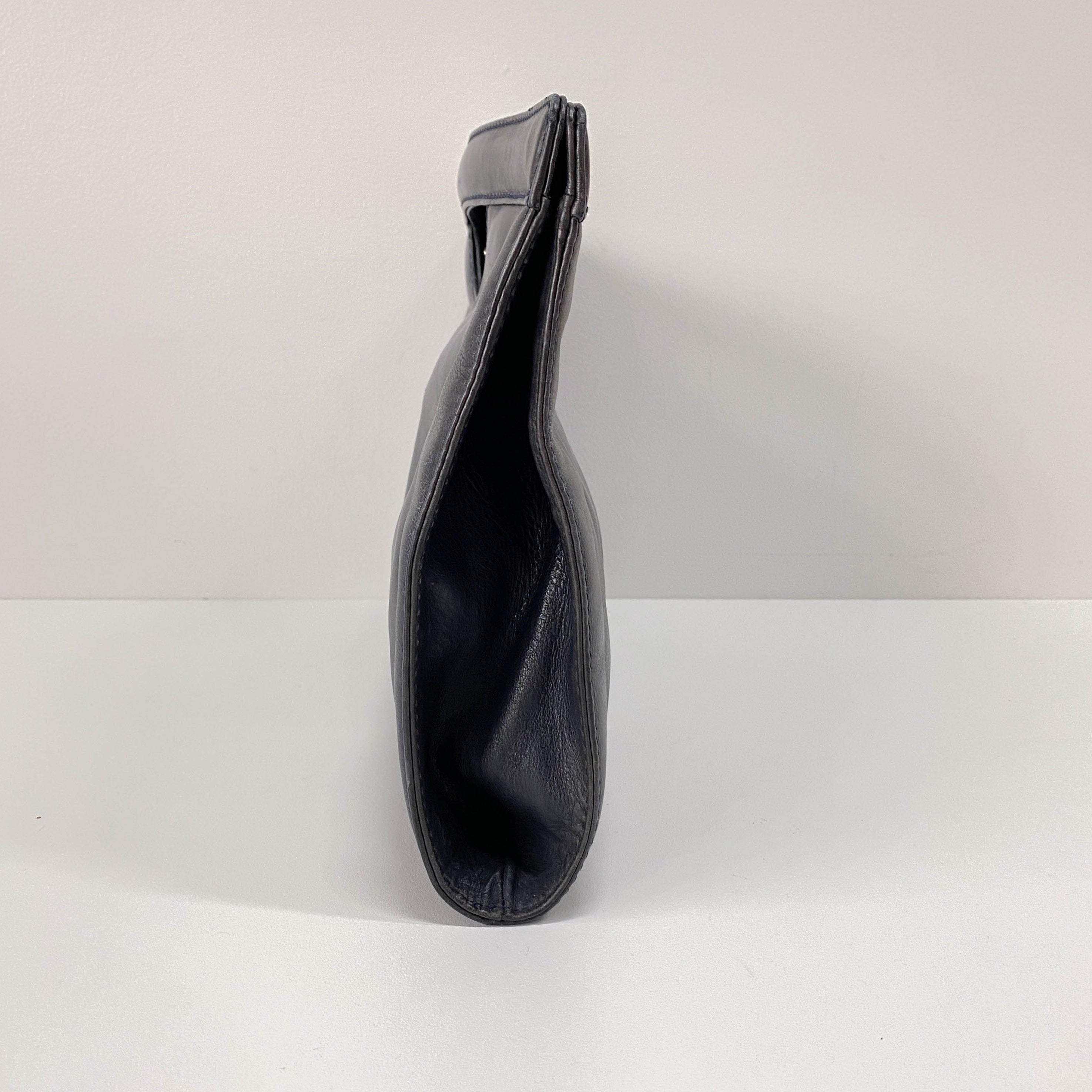 Vintage Black Leather Rectagular Handbag