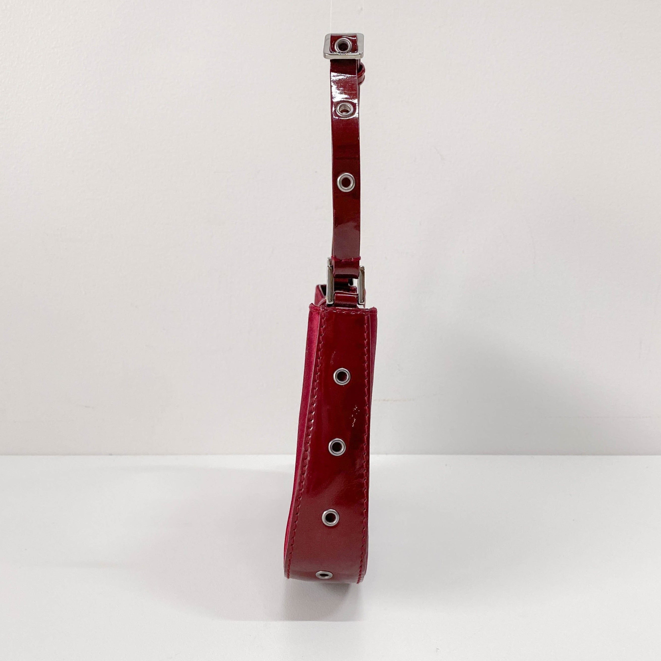 Mini Burgundy Satin Hobo Shoulder Bag