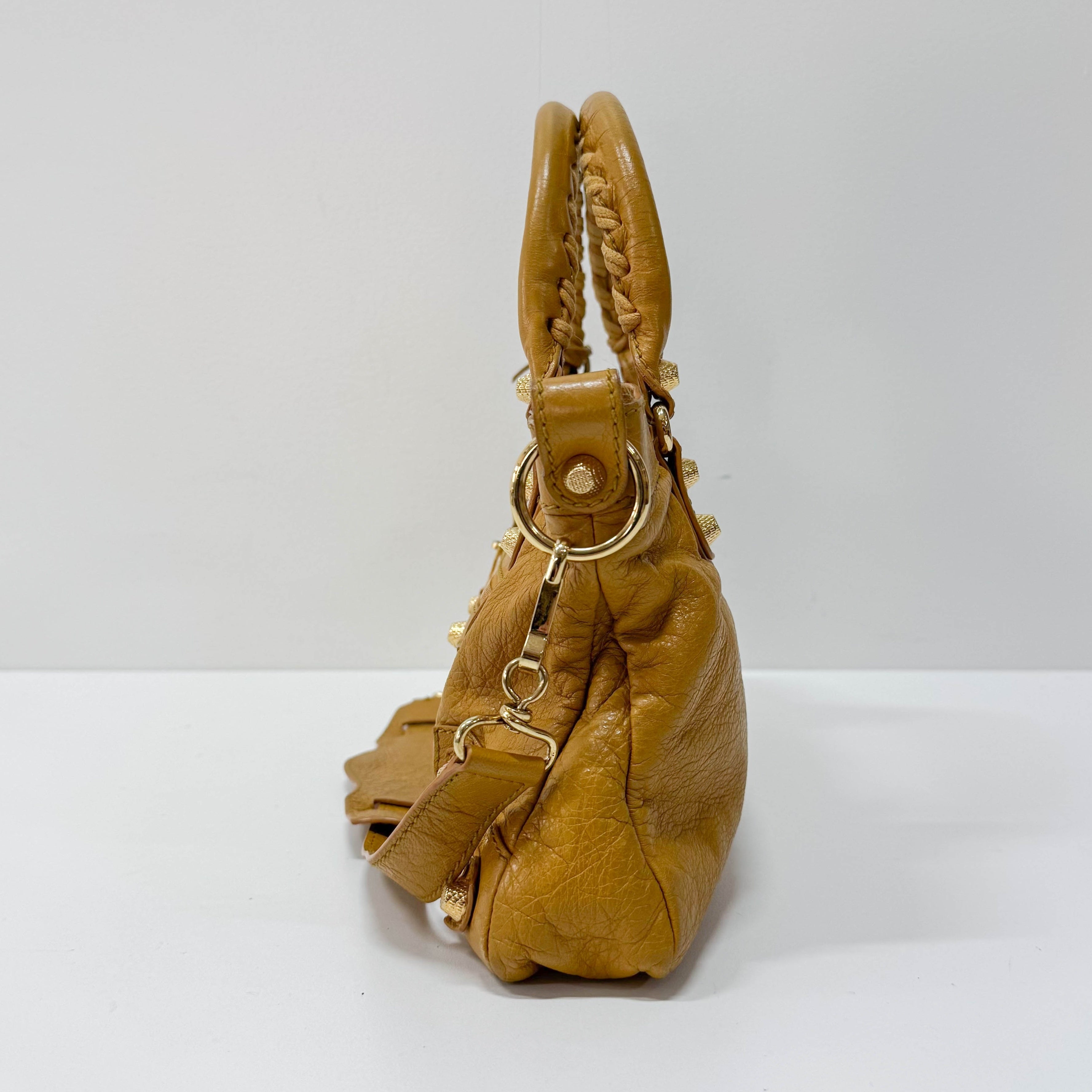 The First Yellow Leather Shoulder Two Way Bag