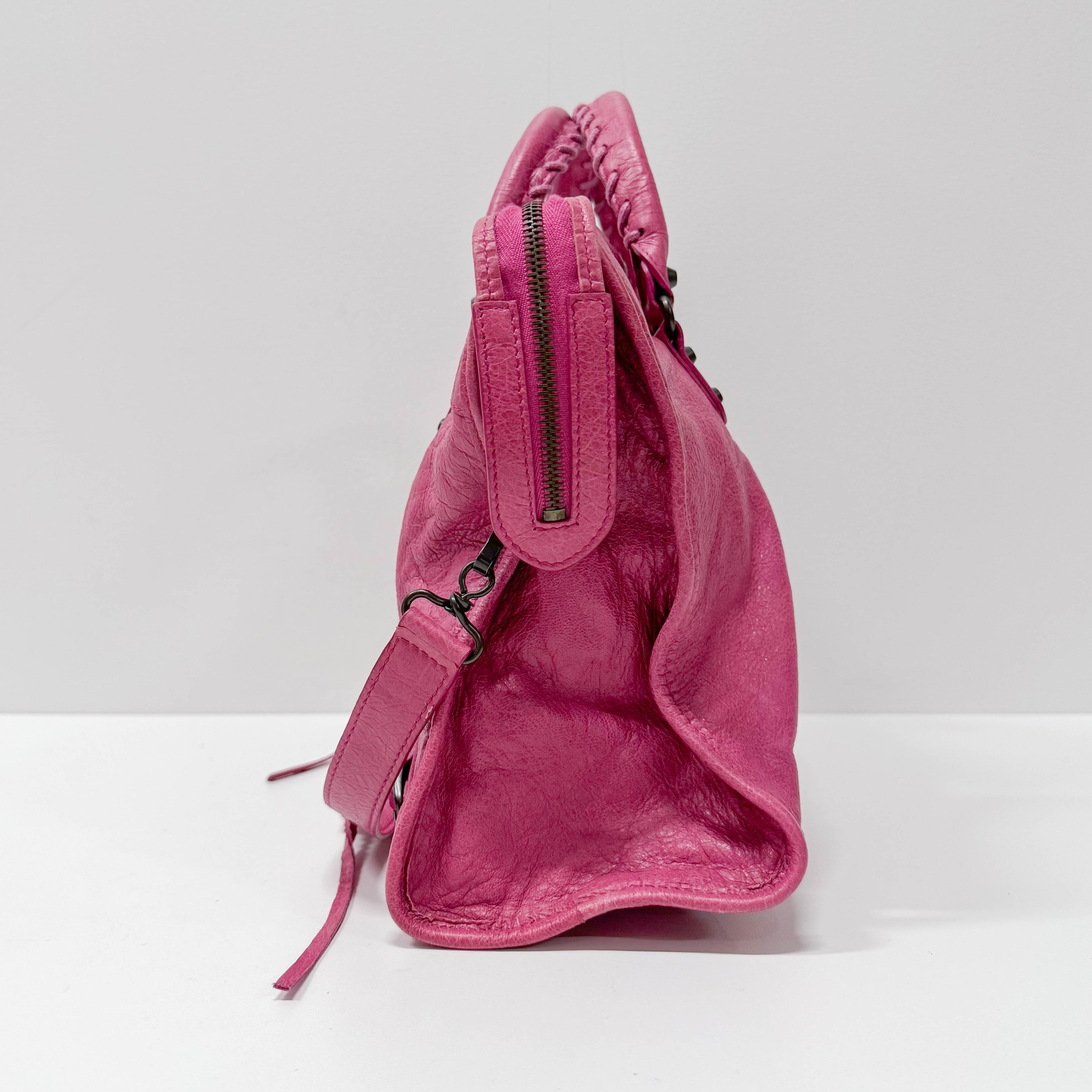 The City Pink Calfskin Leather Two Way Bag