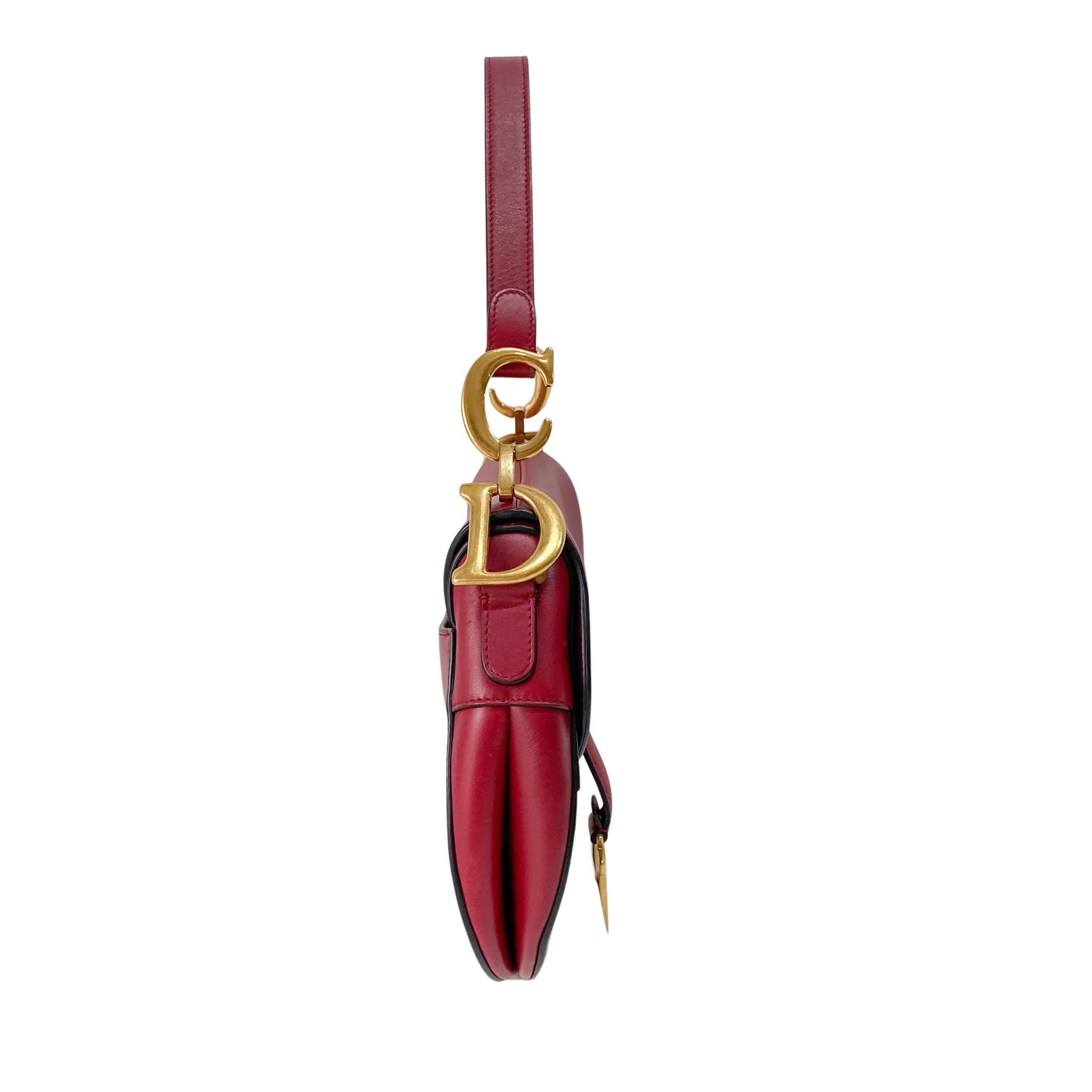 Saddle Red Leather Shoulder Bag
