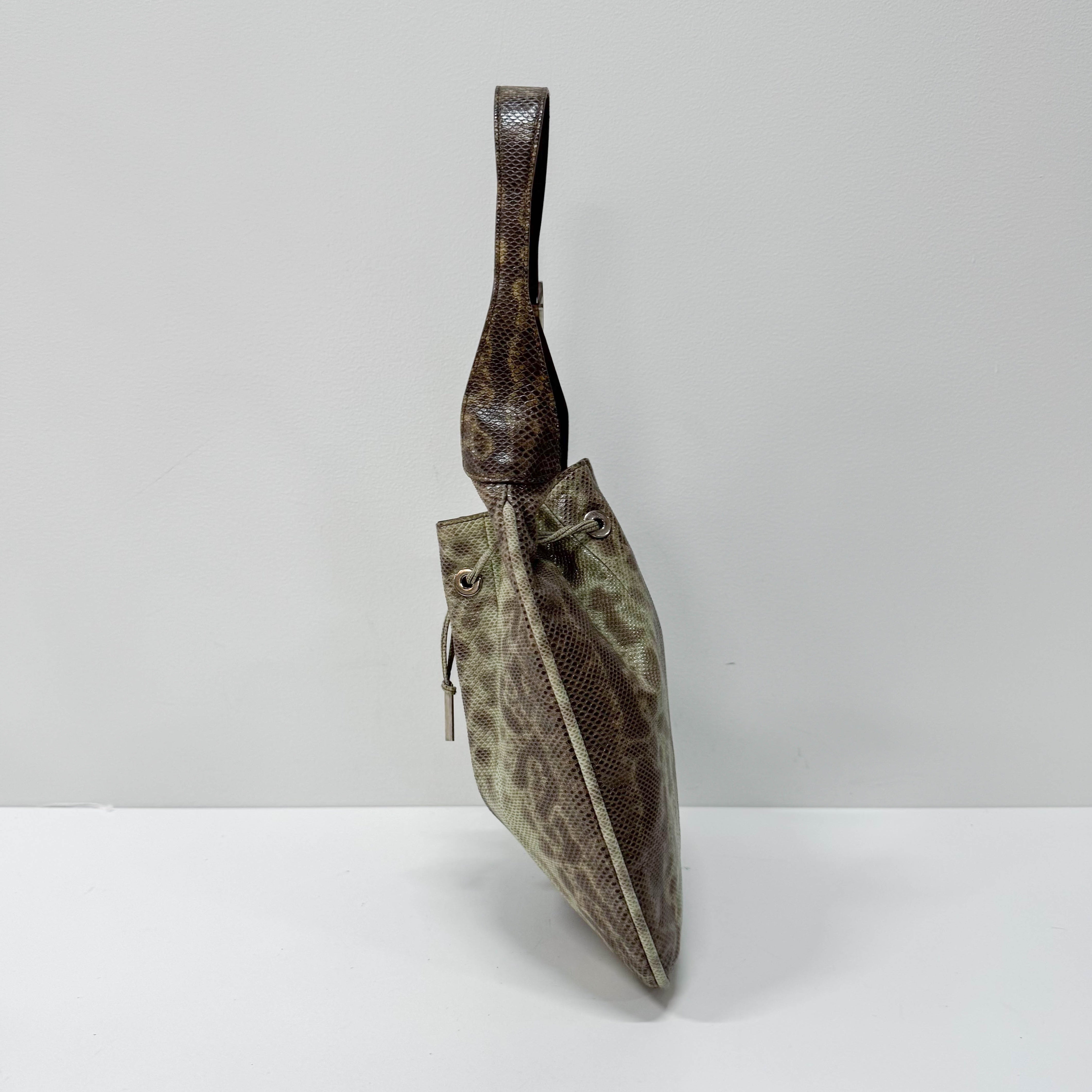 Green Python Leather Hobo Bag