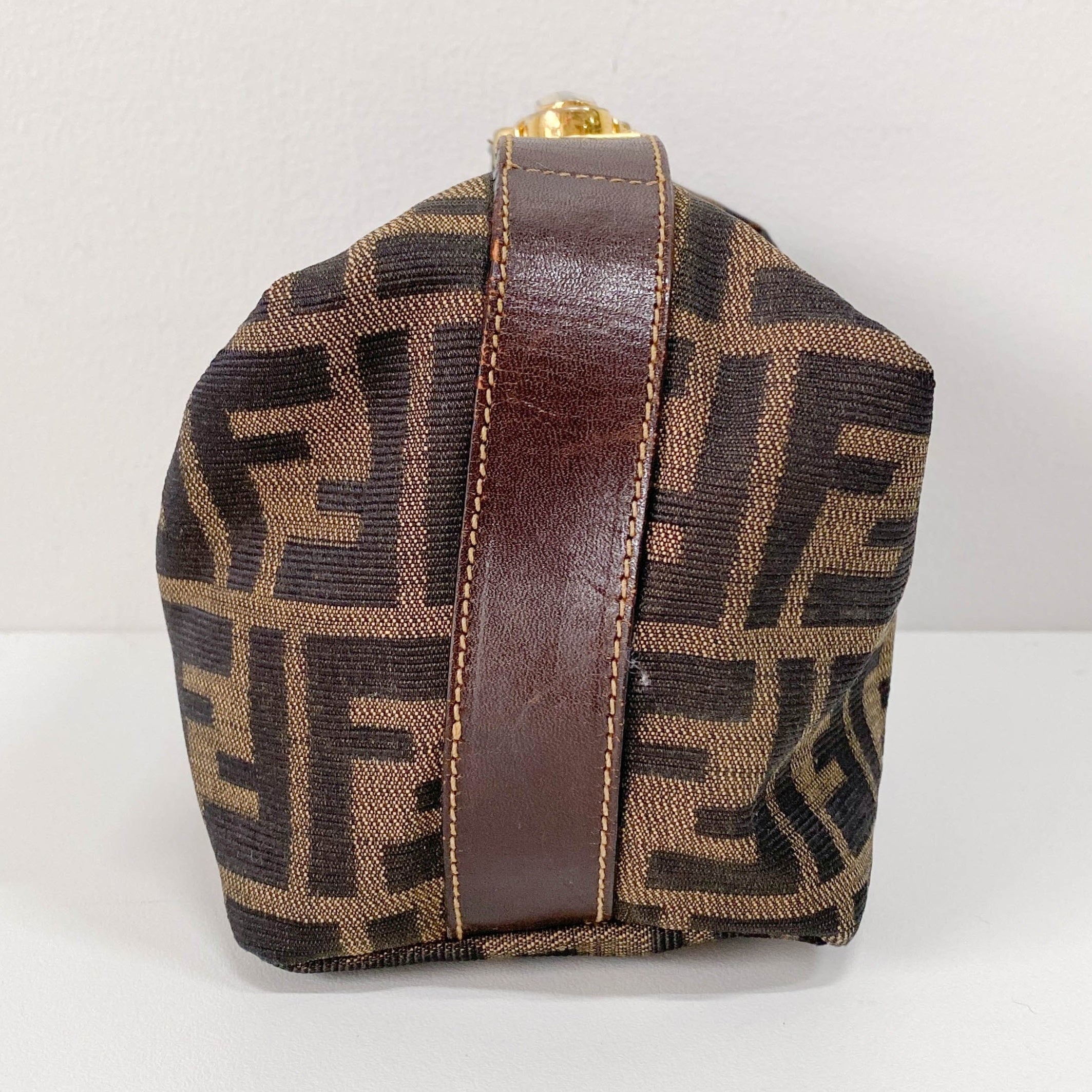 Zucca Brown Canvas Vanity Pouch