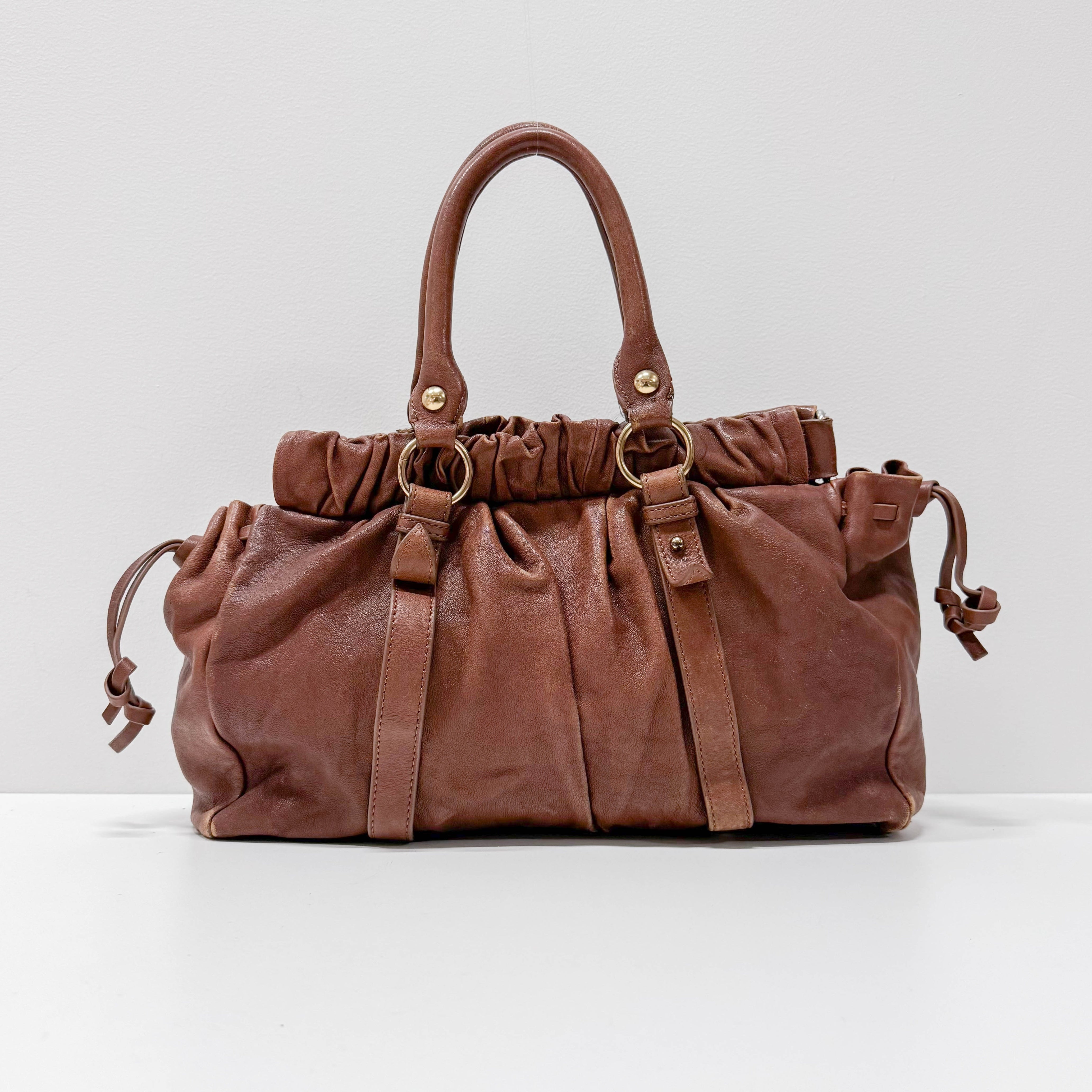 Vittelo Brown Leather Hand Bag