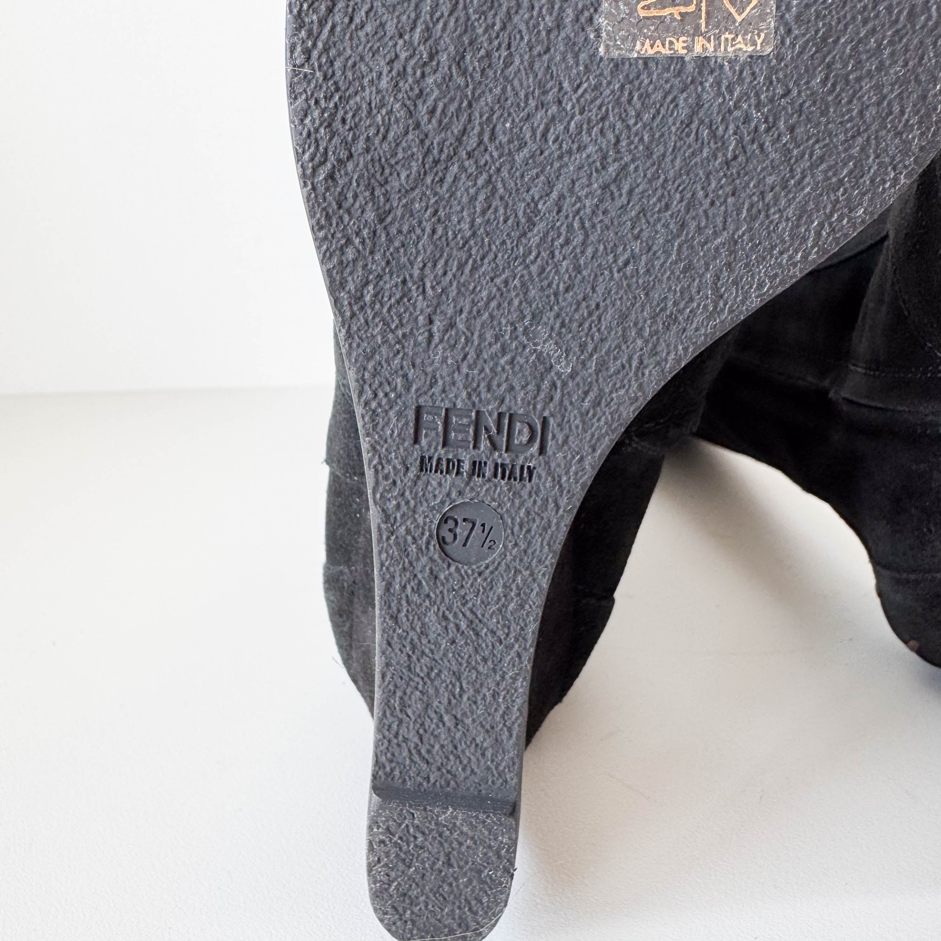 Size 37 1/2 Black Suede Tall Boots