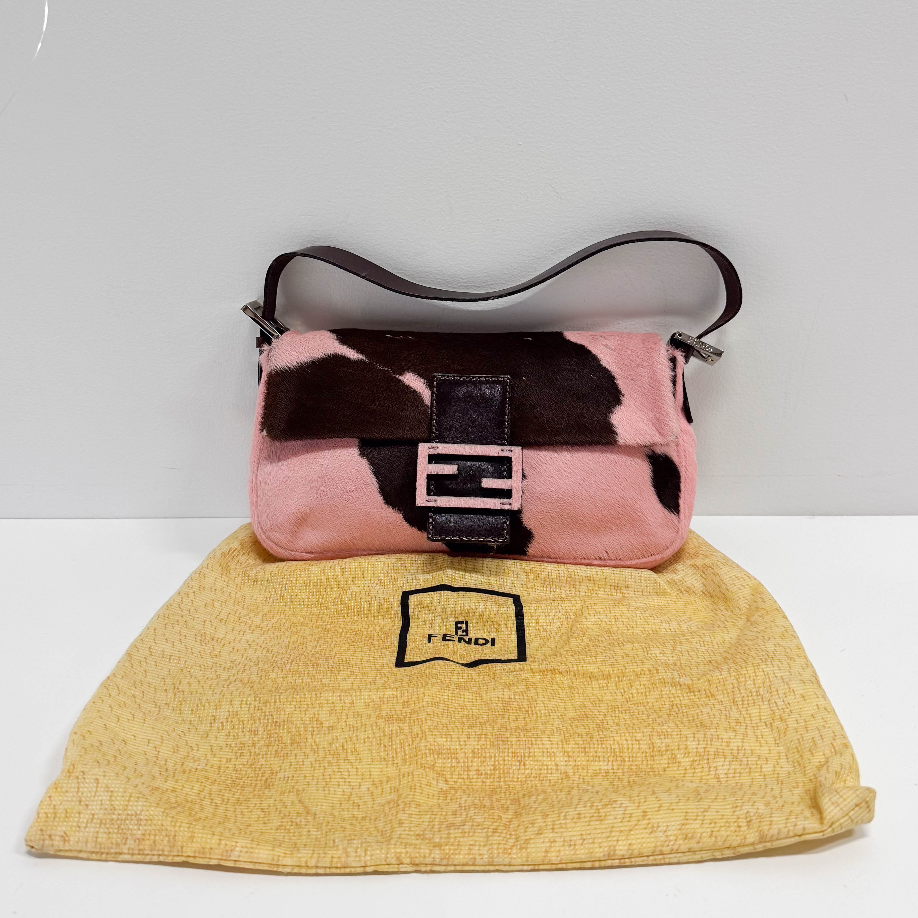 Baguette Pink Pony Hair Shoulder Bag