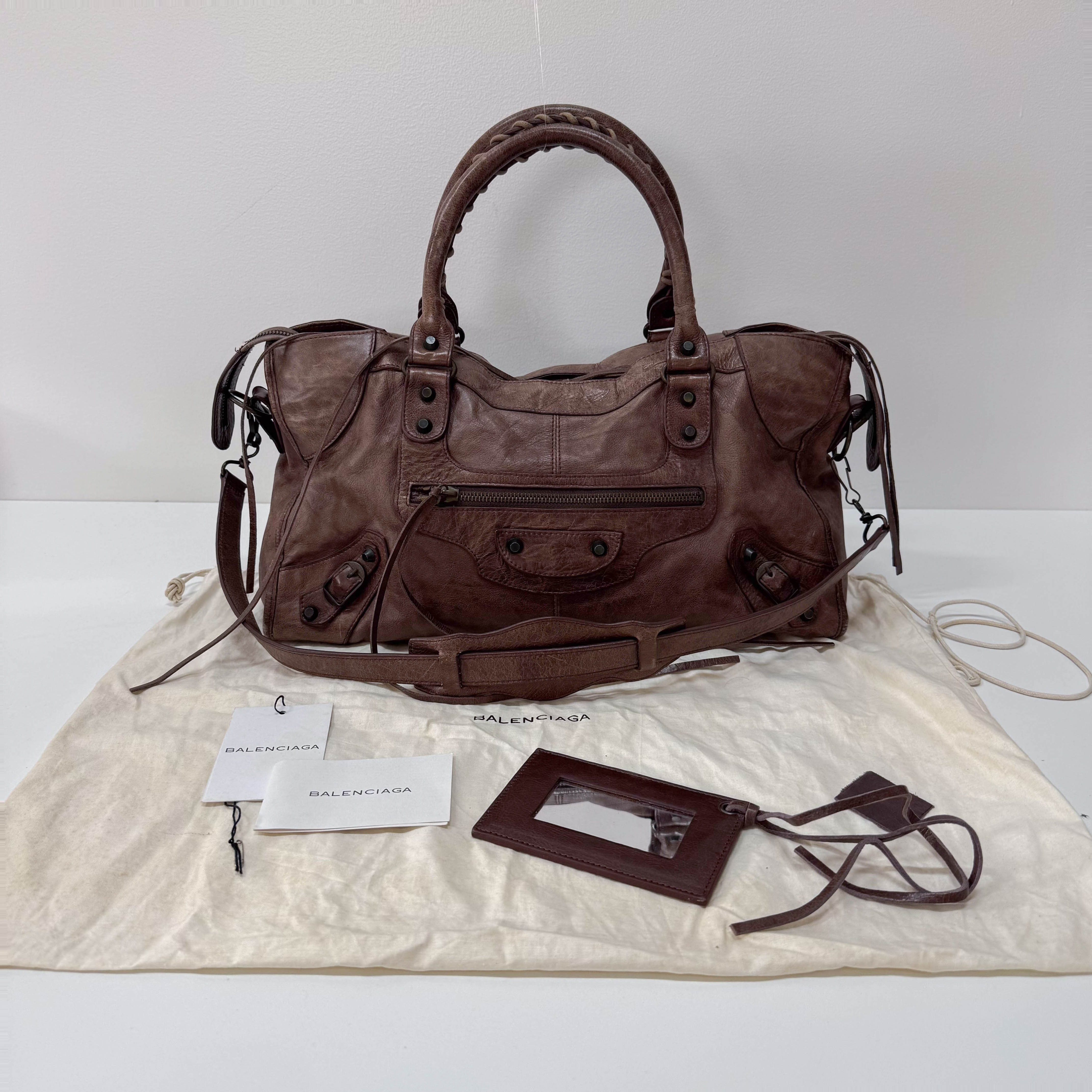 Part-Time Brown Calfskin Leather Two Way Bag