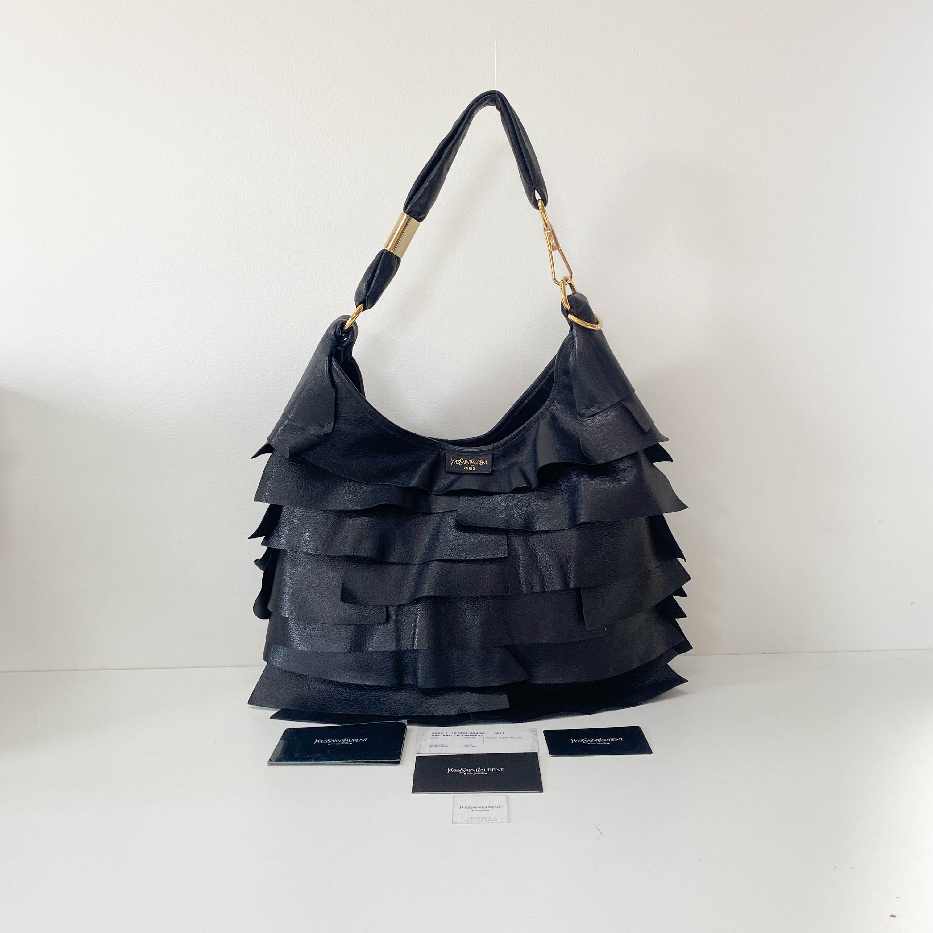 Saint Tropez Black Leather Shoulder Bag