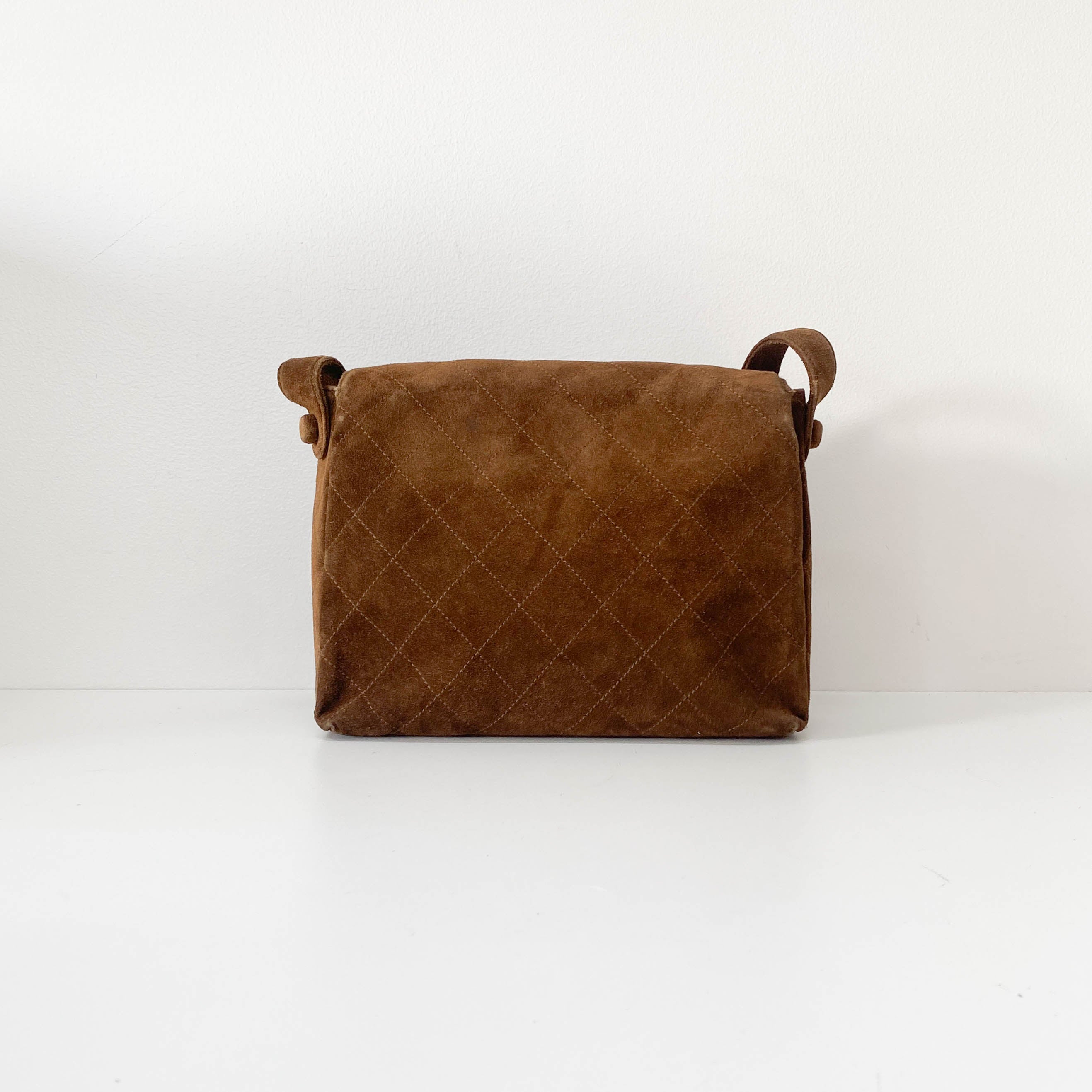 Matelasse Brown Suede One Shoulder Bag