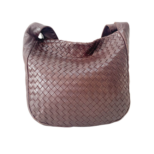 Intrecciato Brown Leather Shoulder Bag