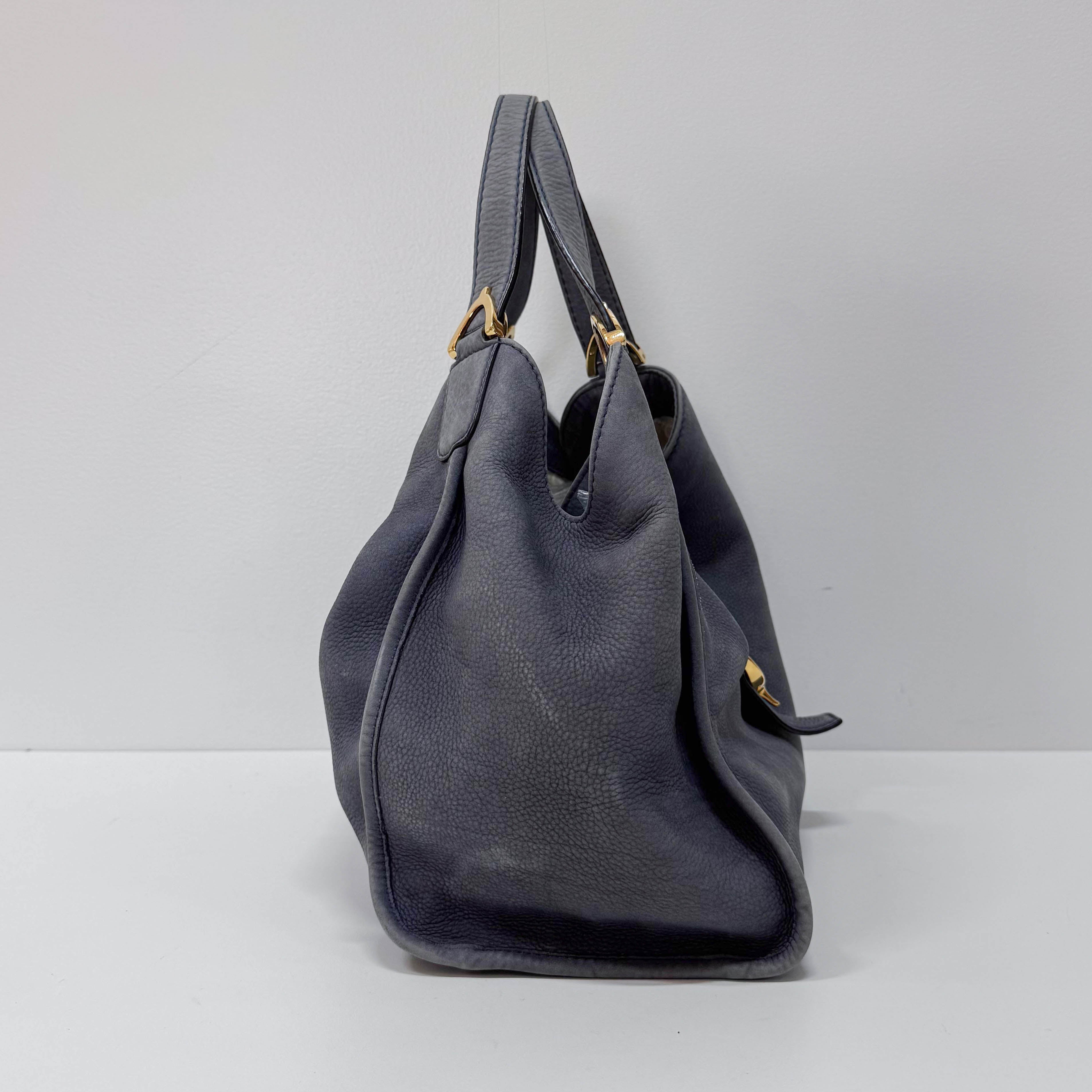 Stirrup Blue Leather Shoulder Bag