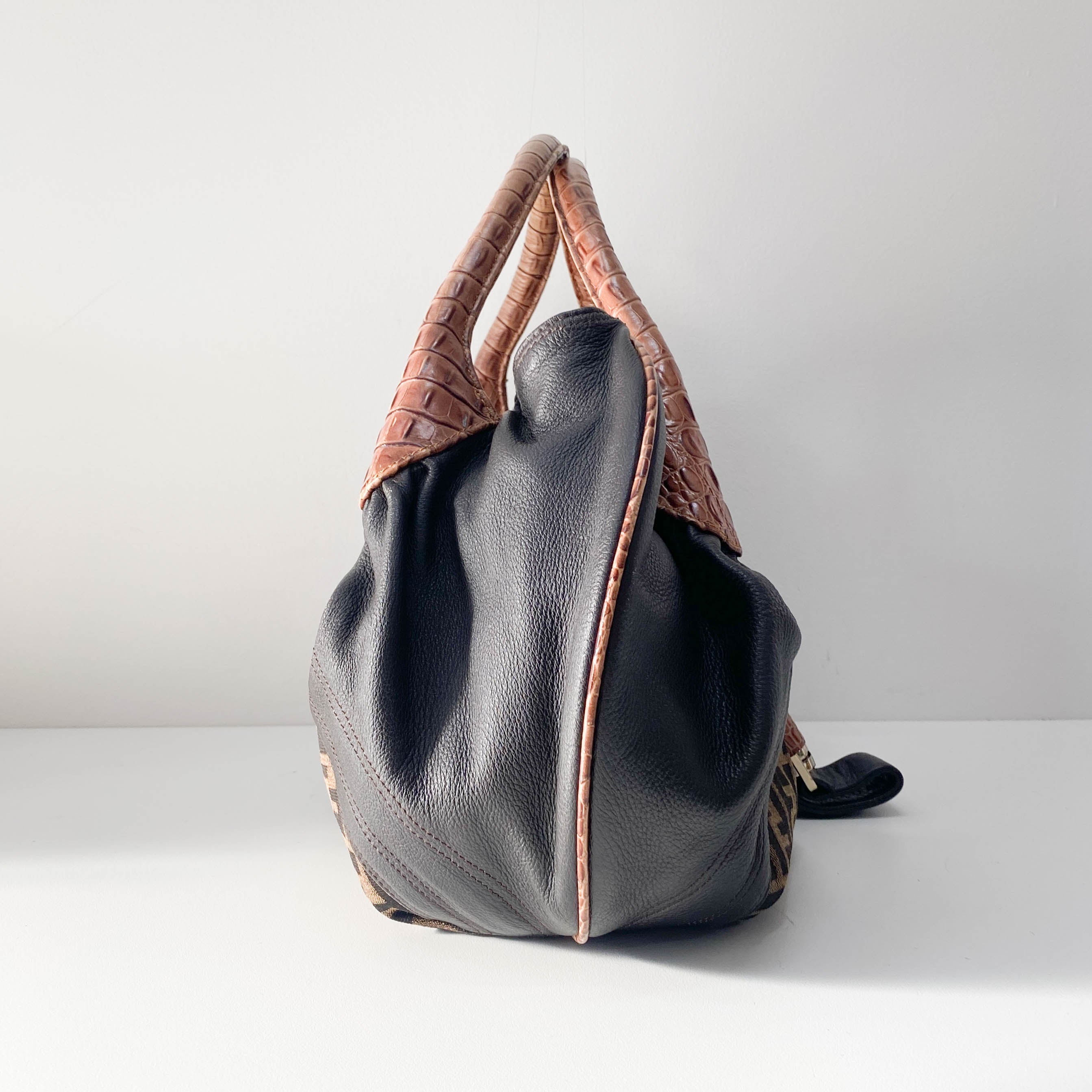 Spy Zucca Canvas & Leather Shoulder Bag
