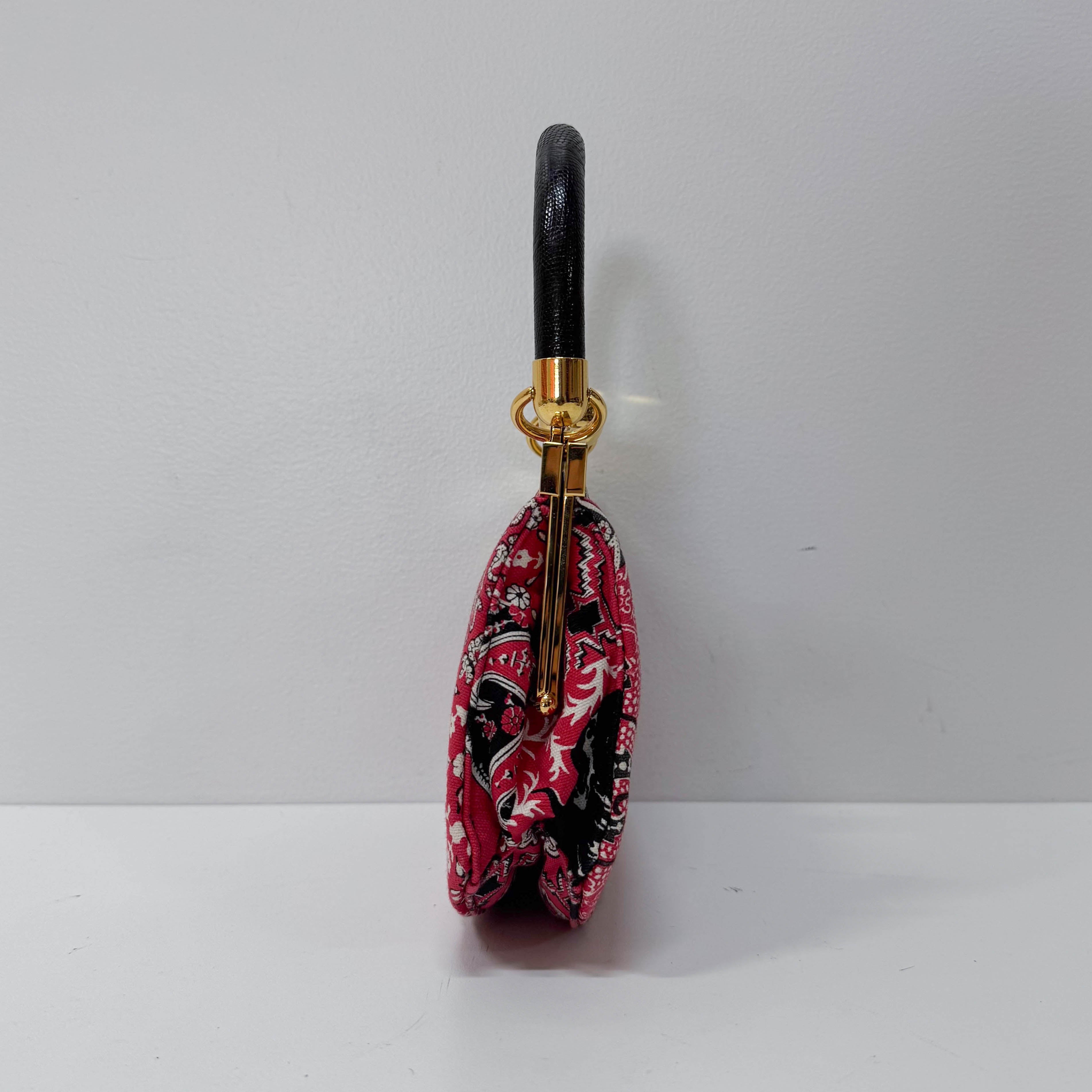 Mini Red Paisley-print Cotton Top Handle Bag