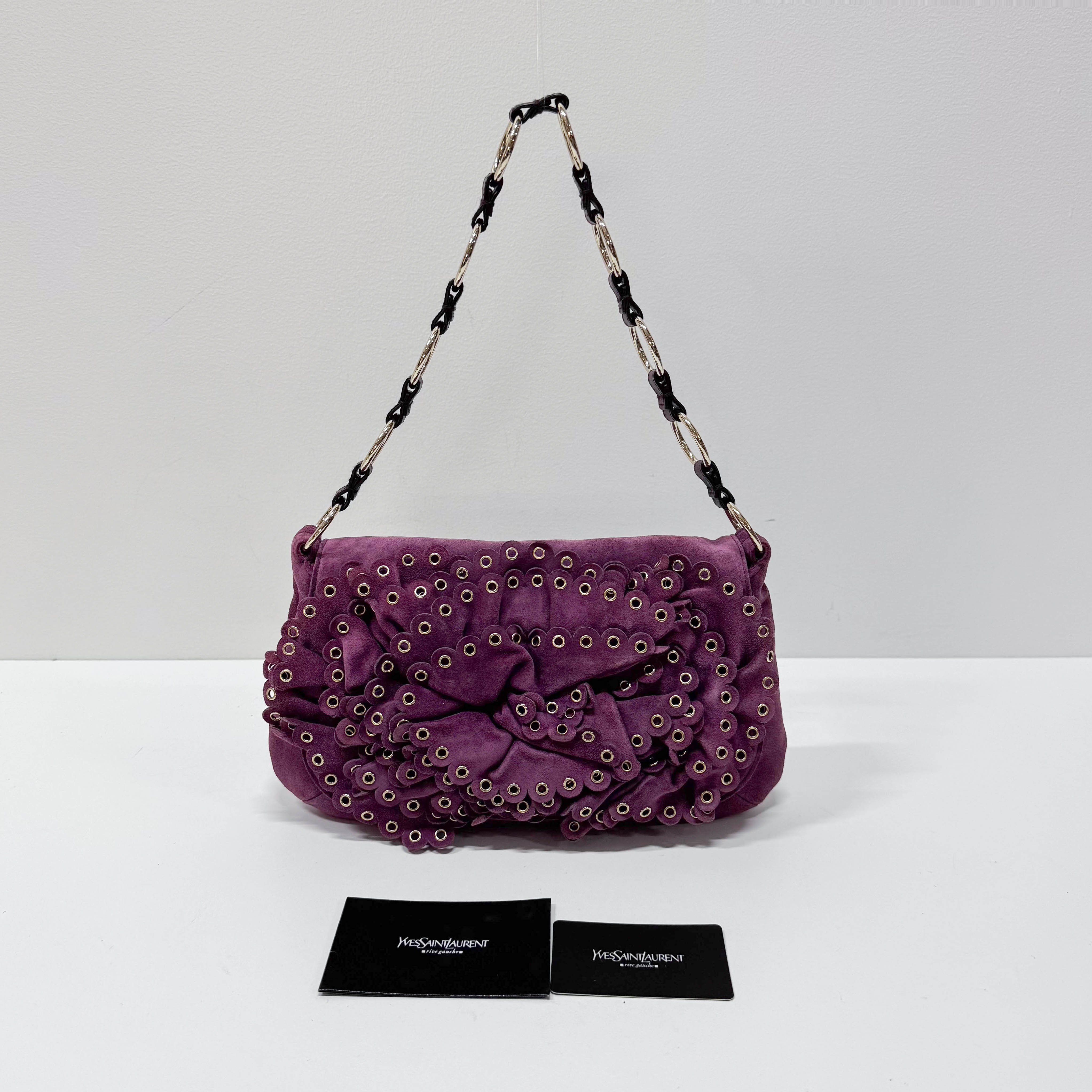 Purple Suede Chain Strap Shoulder Bag