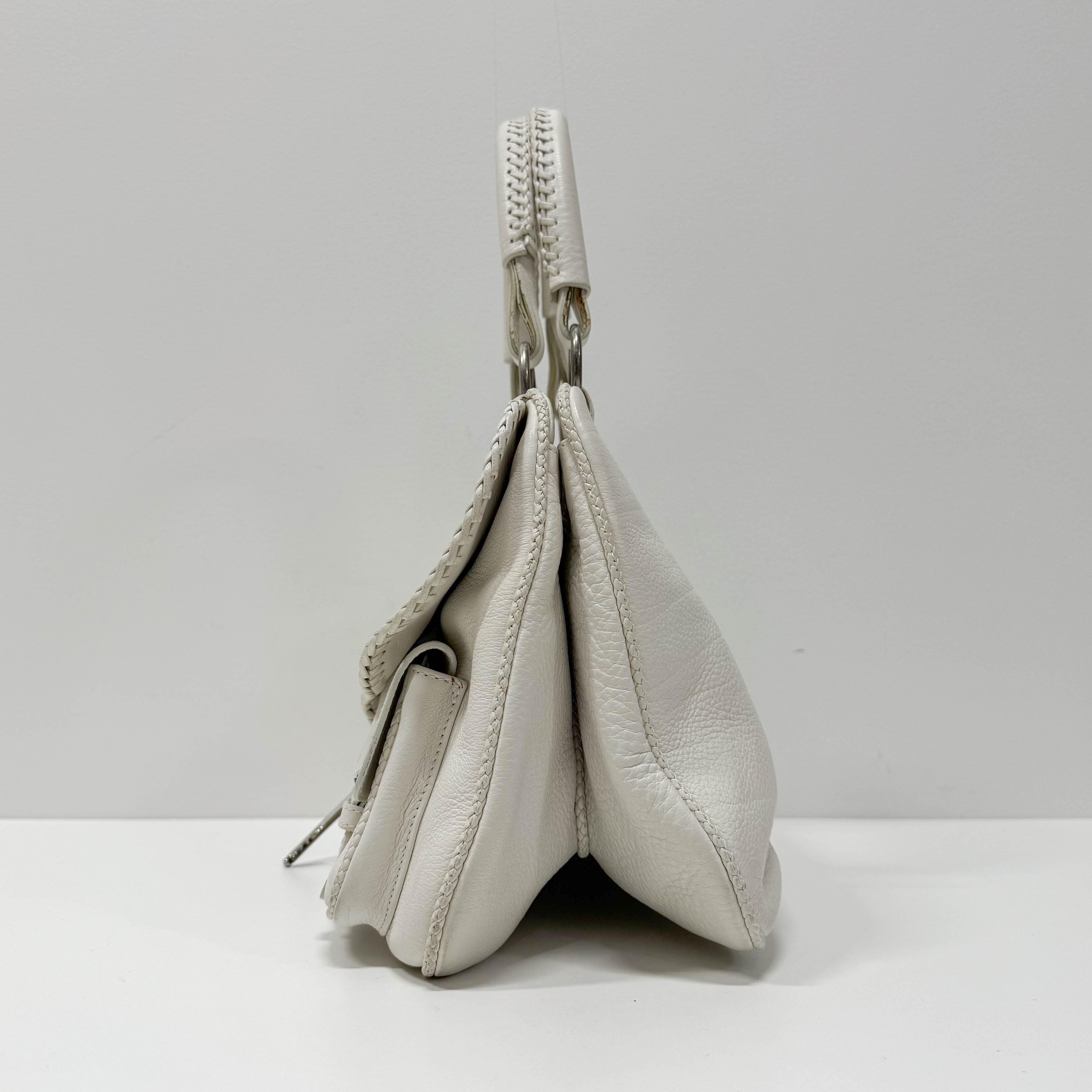 Gaucho White Leather Two Way Bag