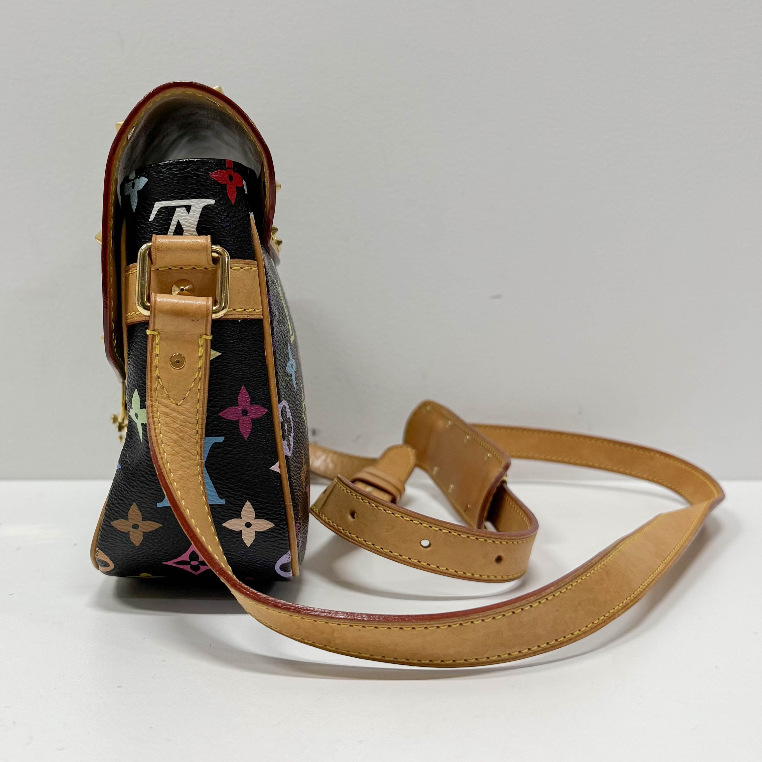 LV × Takashi Murakami Black Multi Colour Sologne Crossbody Bag