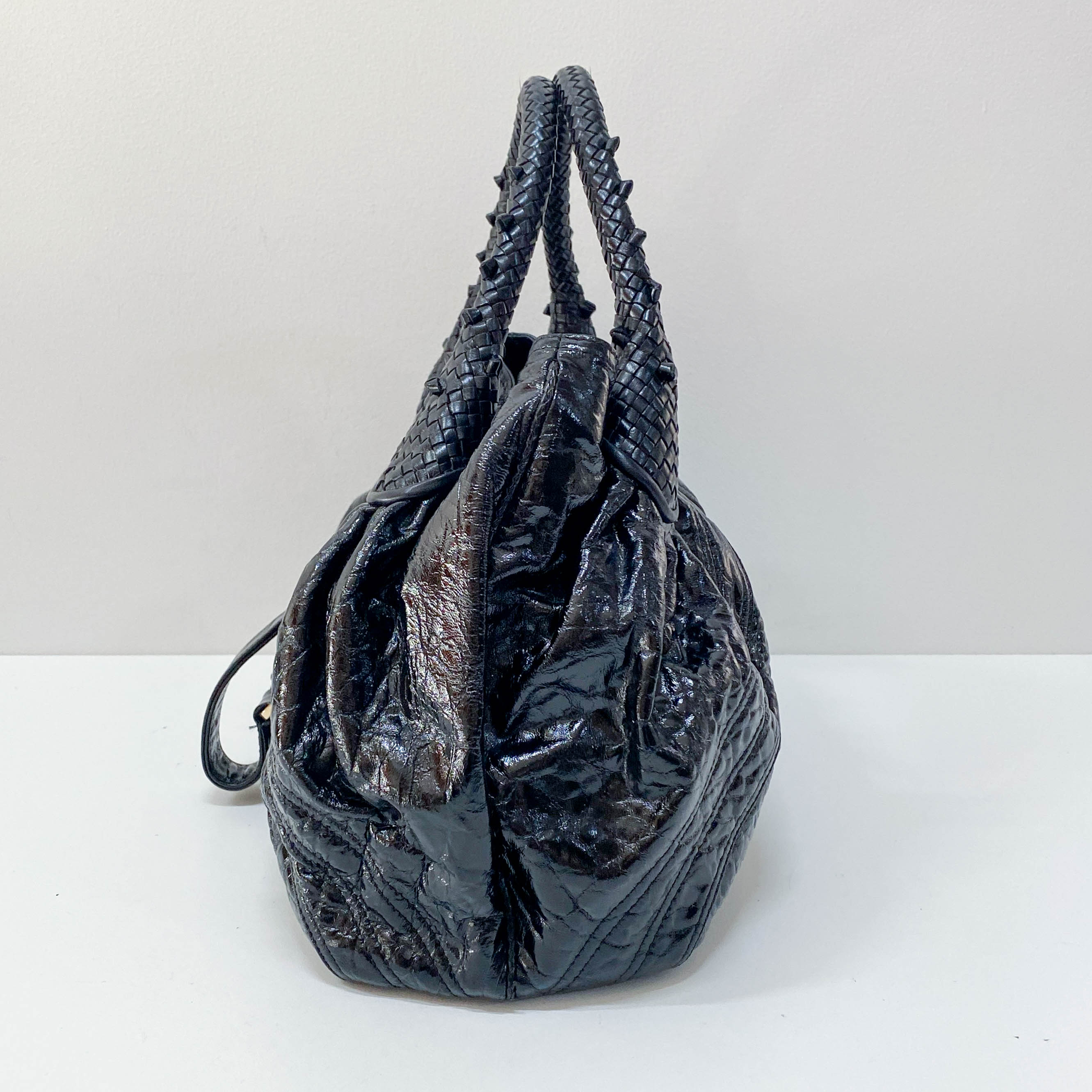 Spy Black Patent Leather Shoulder Bag