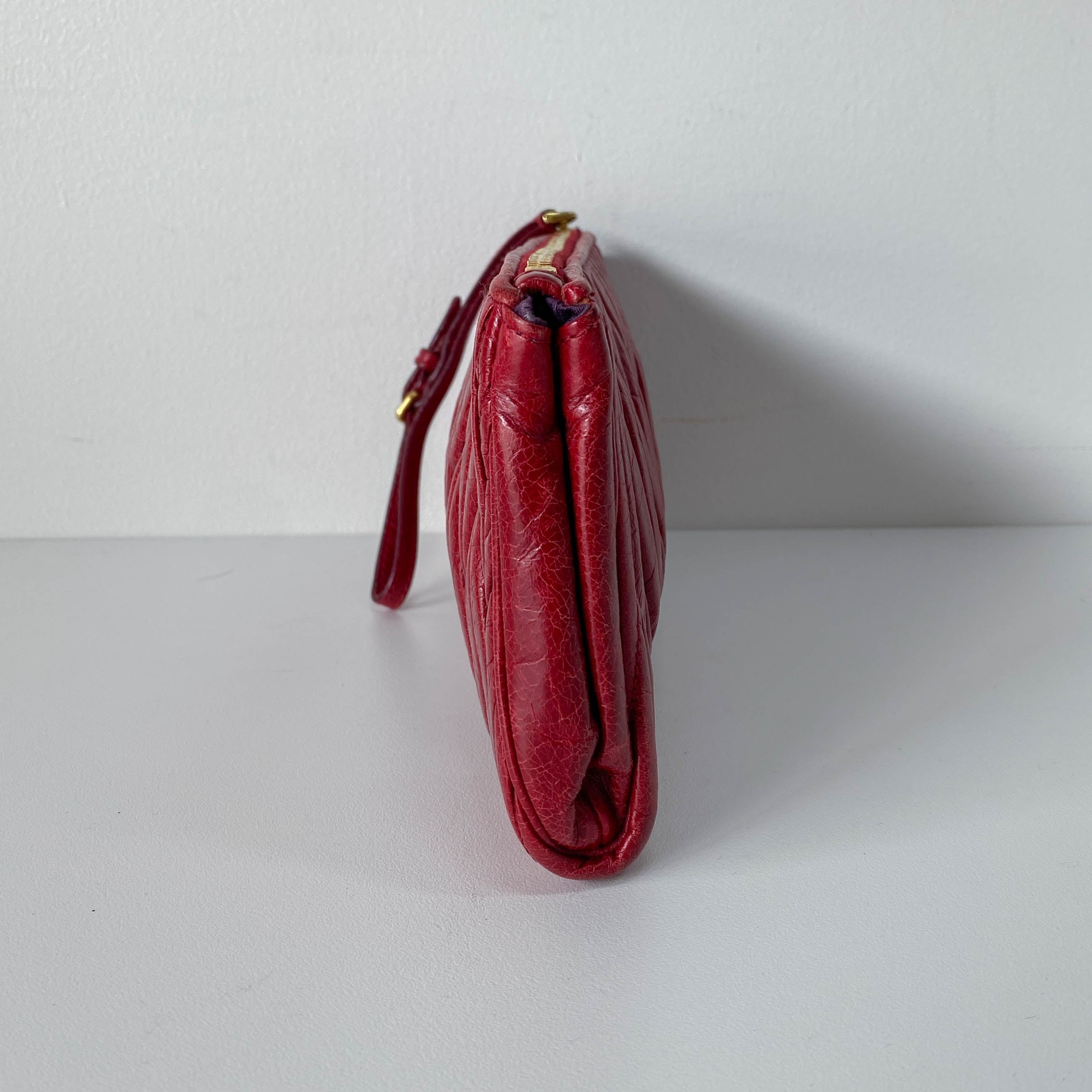Red Leather Accessory Pouch