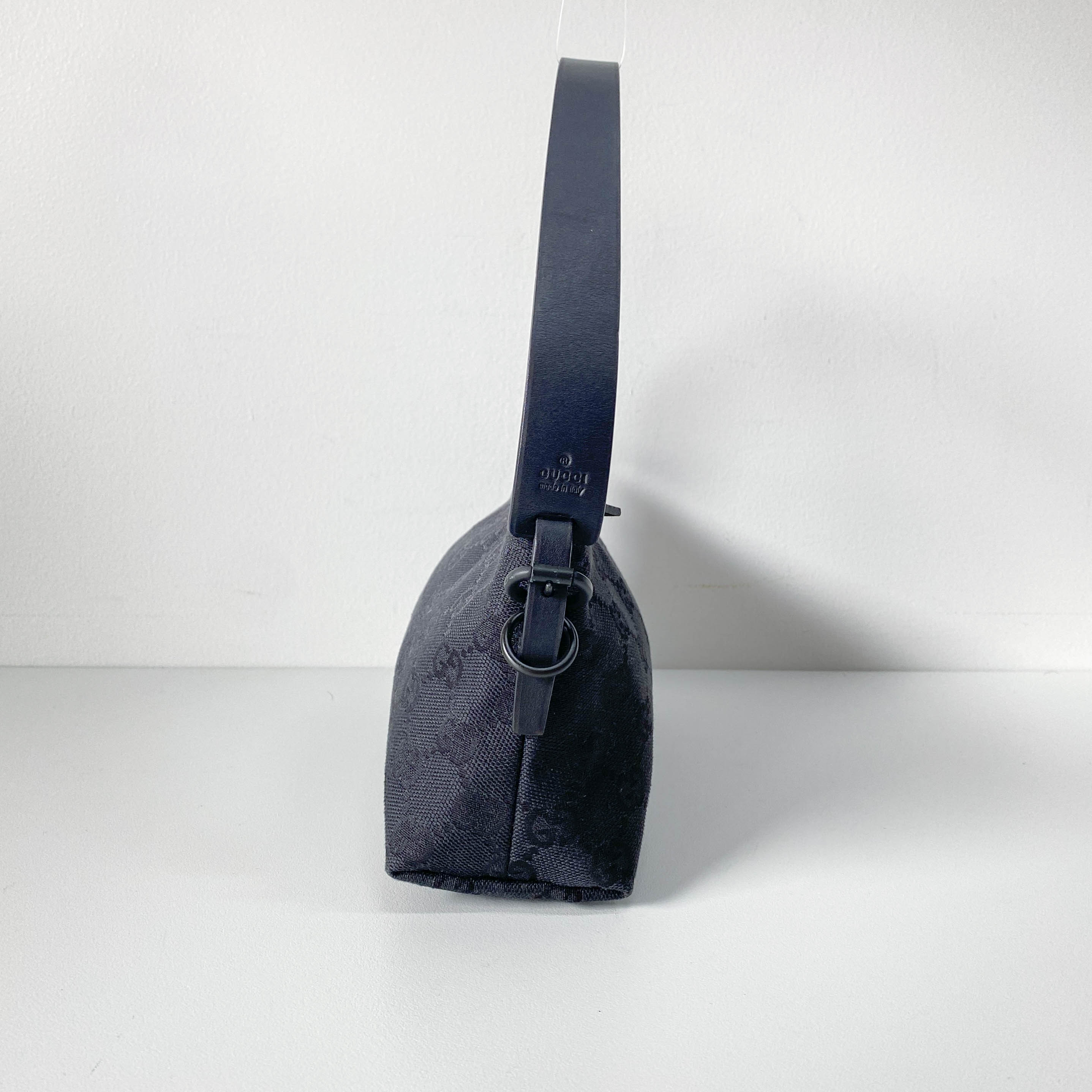 Small GG Black Canvas Shoulder Bag