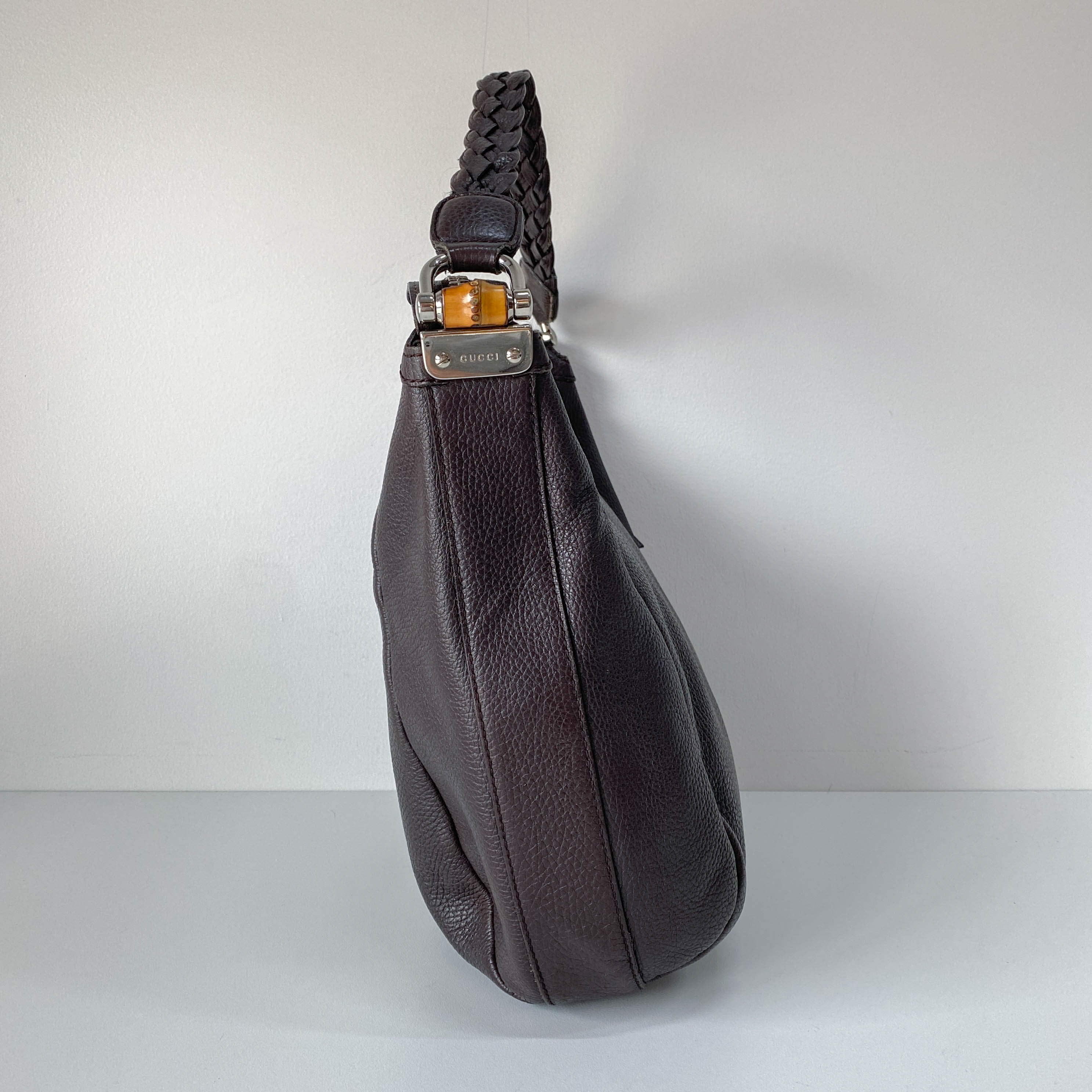 Black Leather Hobo Shoulder Bag