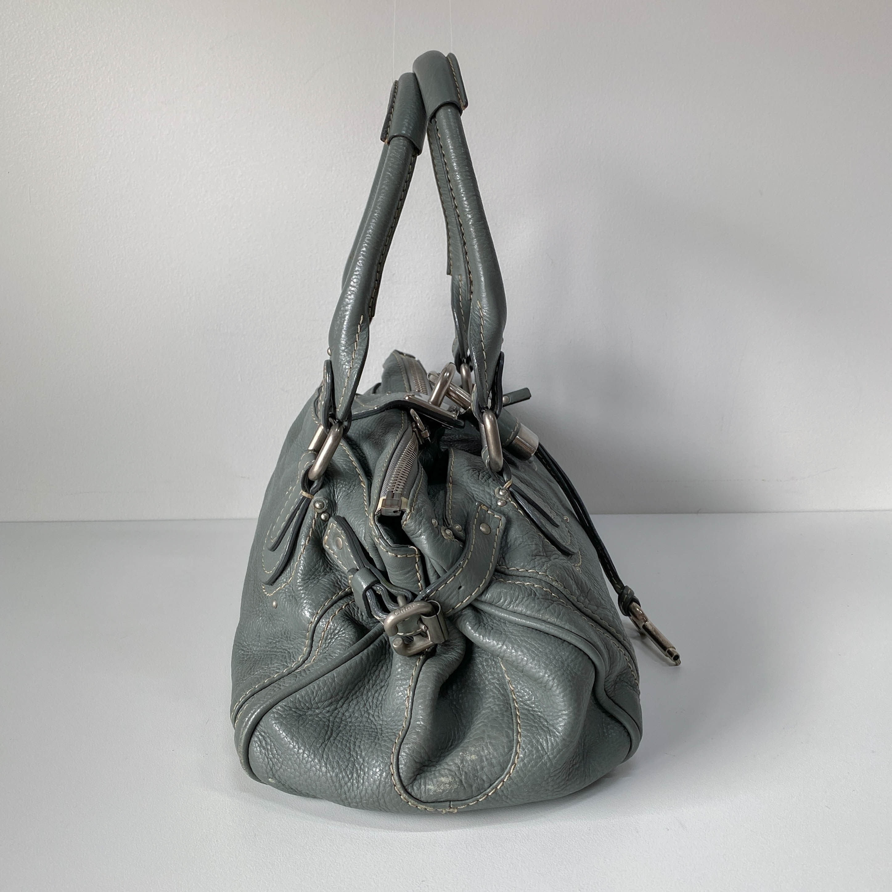 Paddington Sage Green Calfskin Leather Shoulder Bag