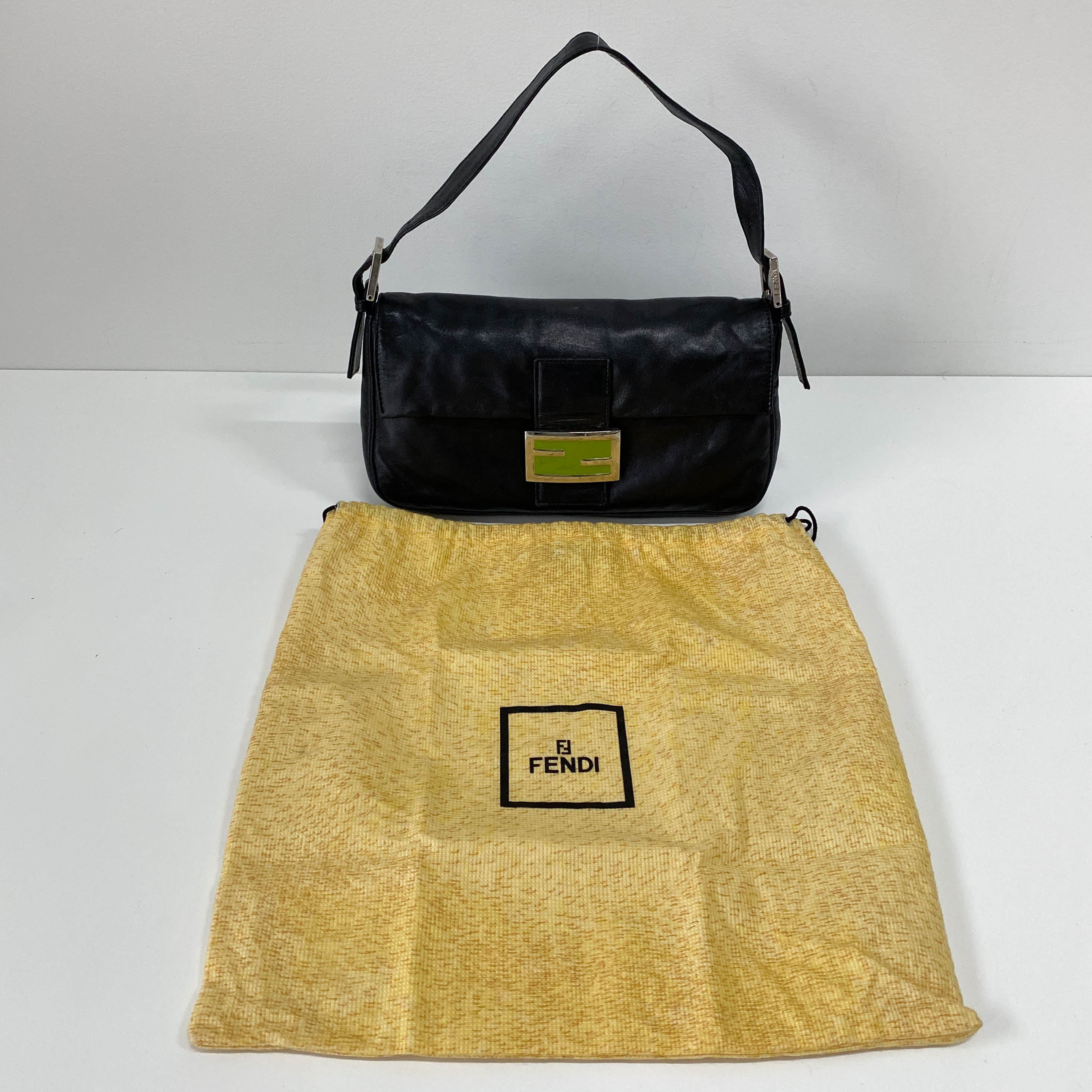 Baguette Black Leather Shoulder Bag