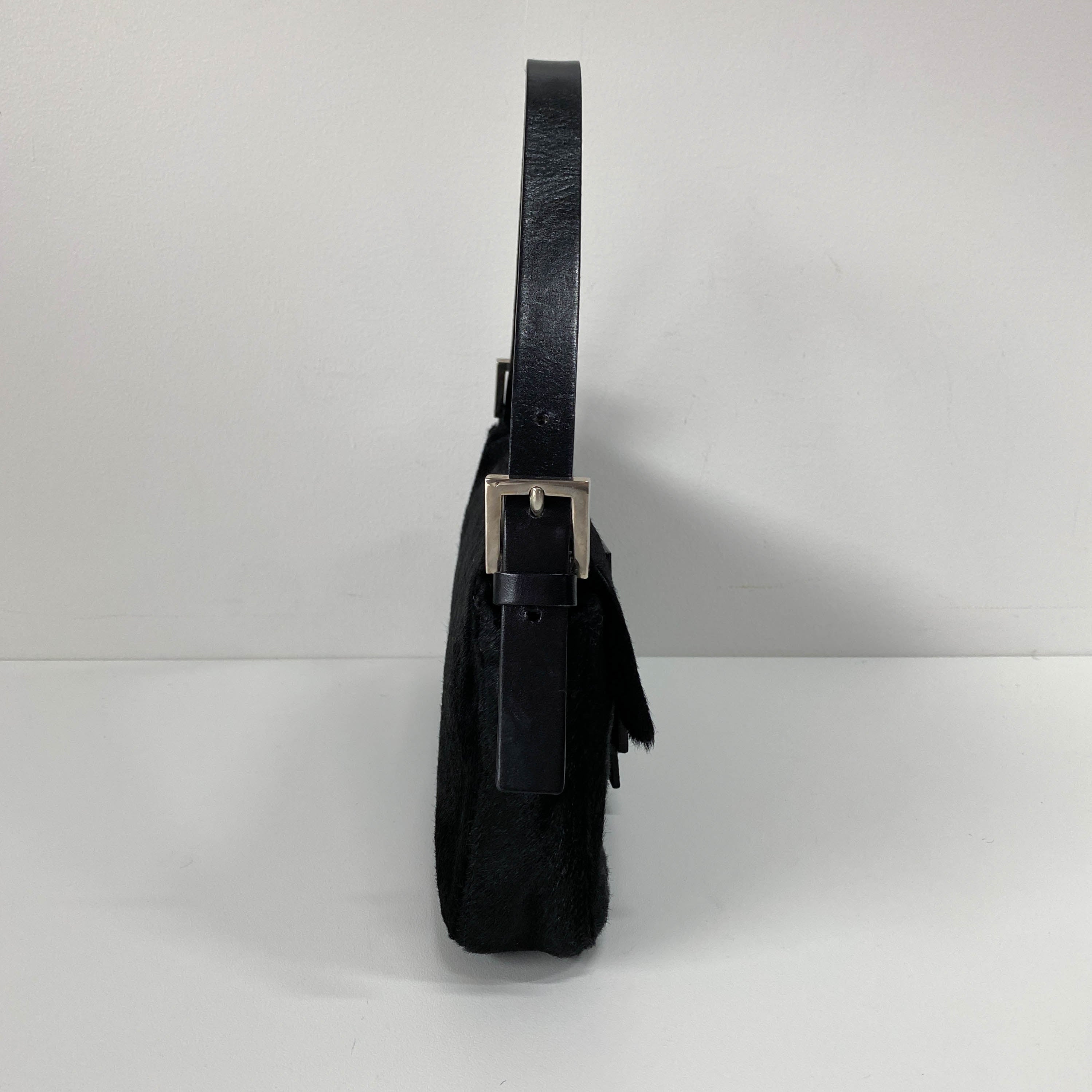 Baguette Black Pony Hair Shoulder Bag