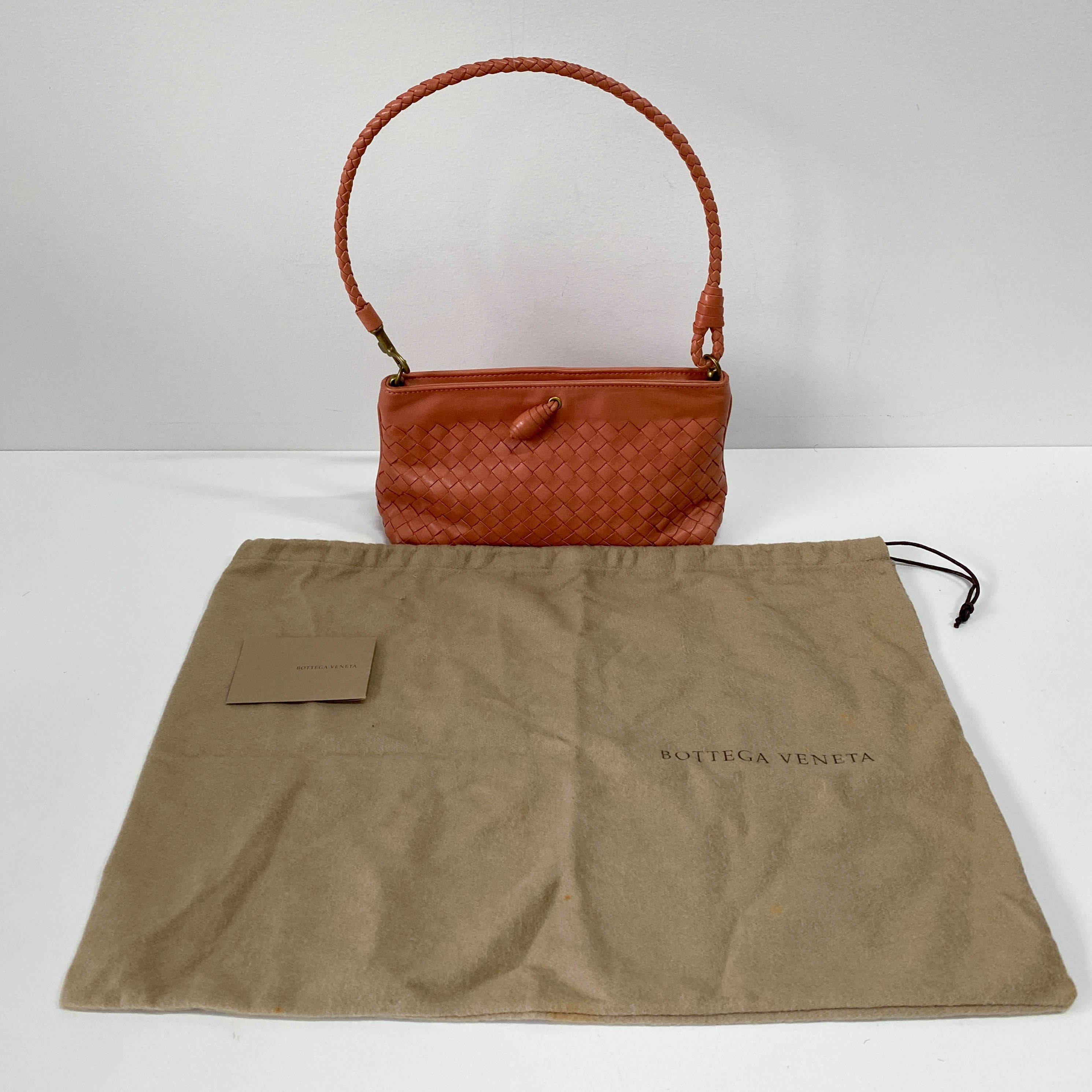 Intrecciato Pink Leather Shoulder Bag