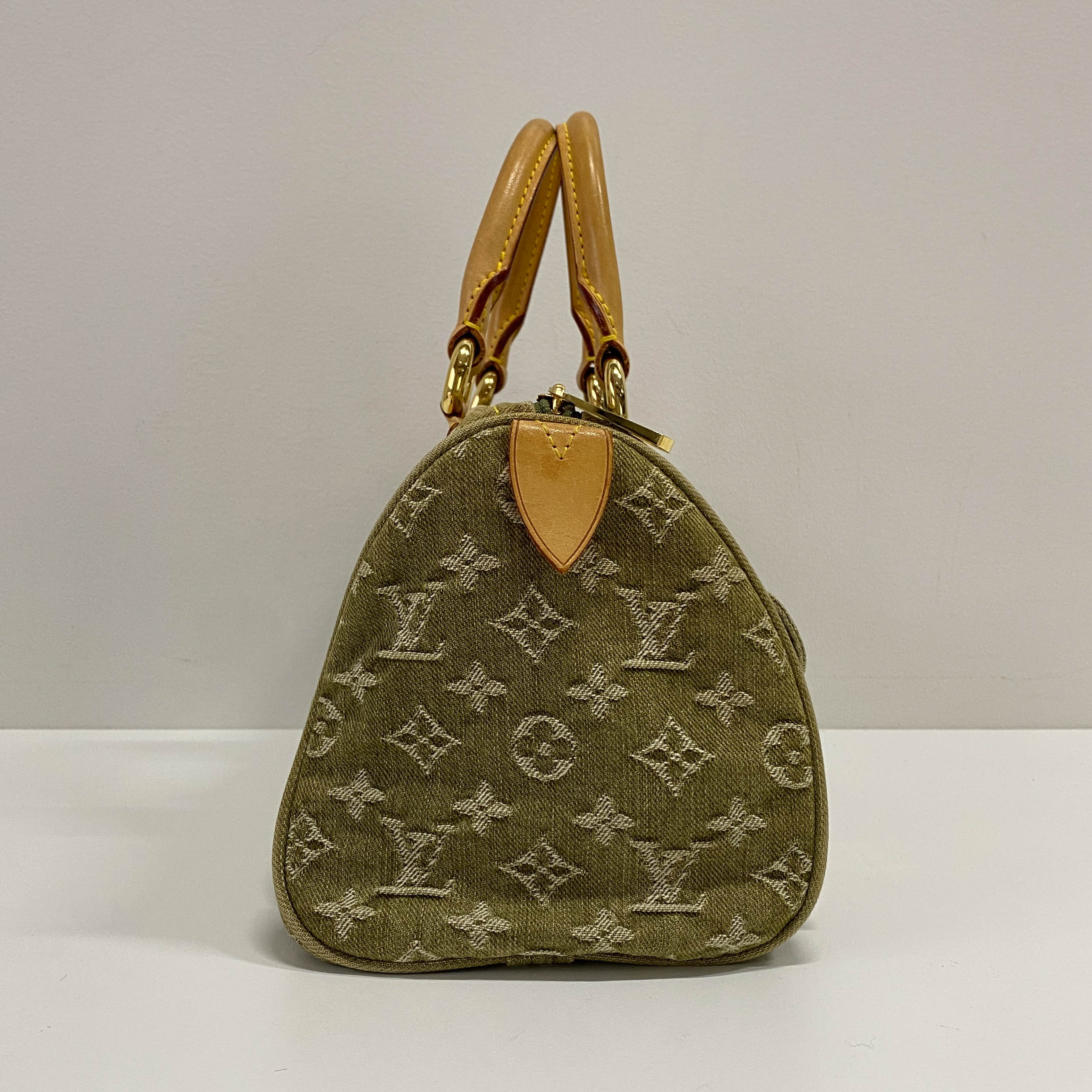 Neo Speedy Monogram Green Denim Handbag