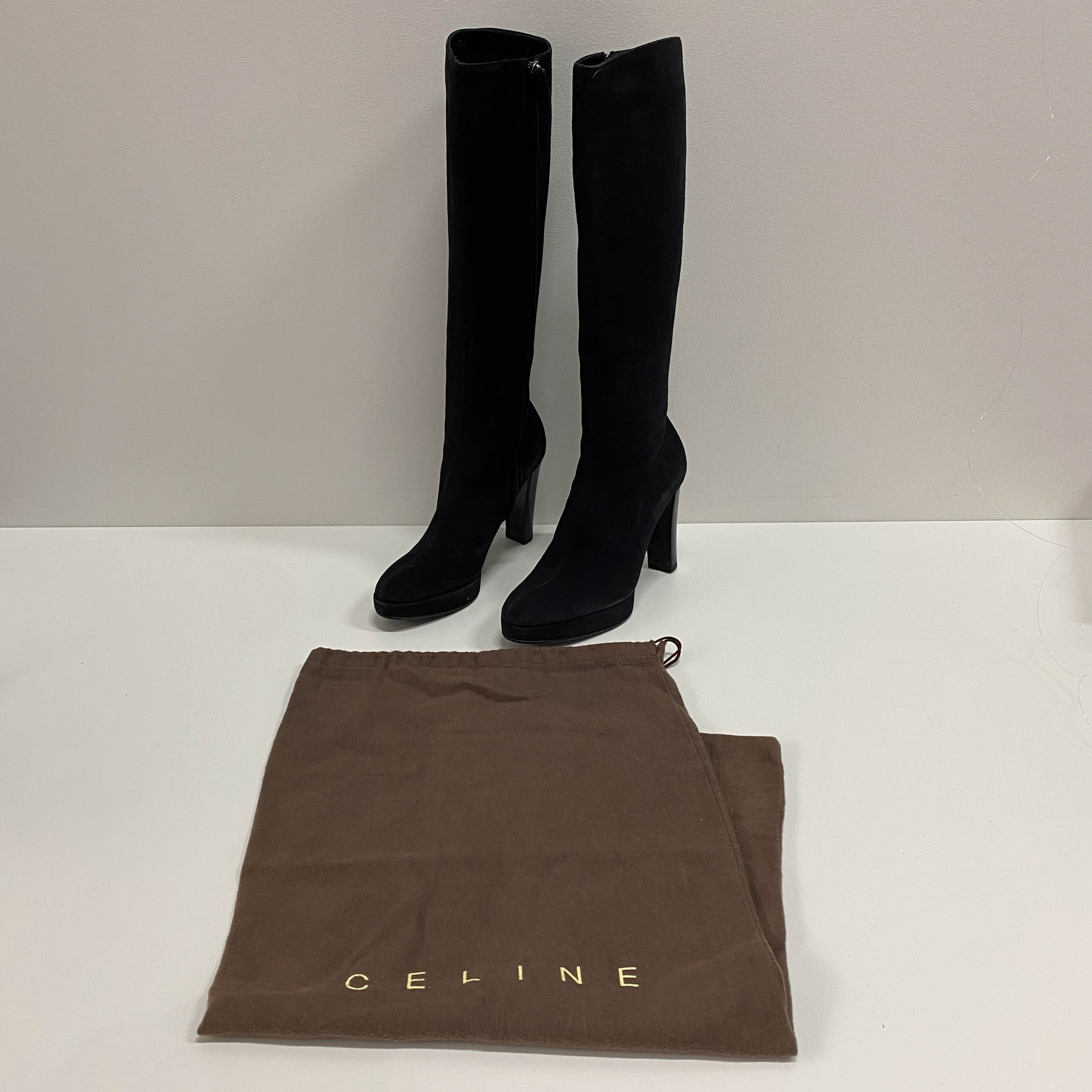 36 1/2 Black Suede Tall Boots