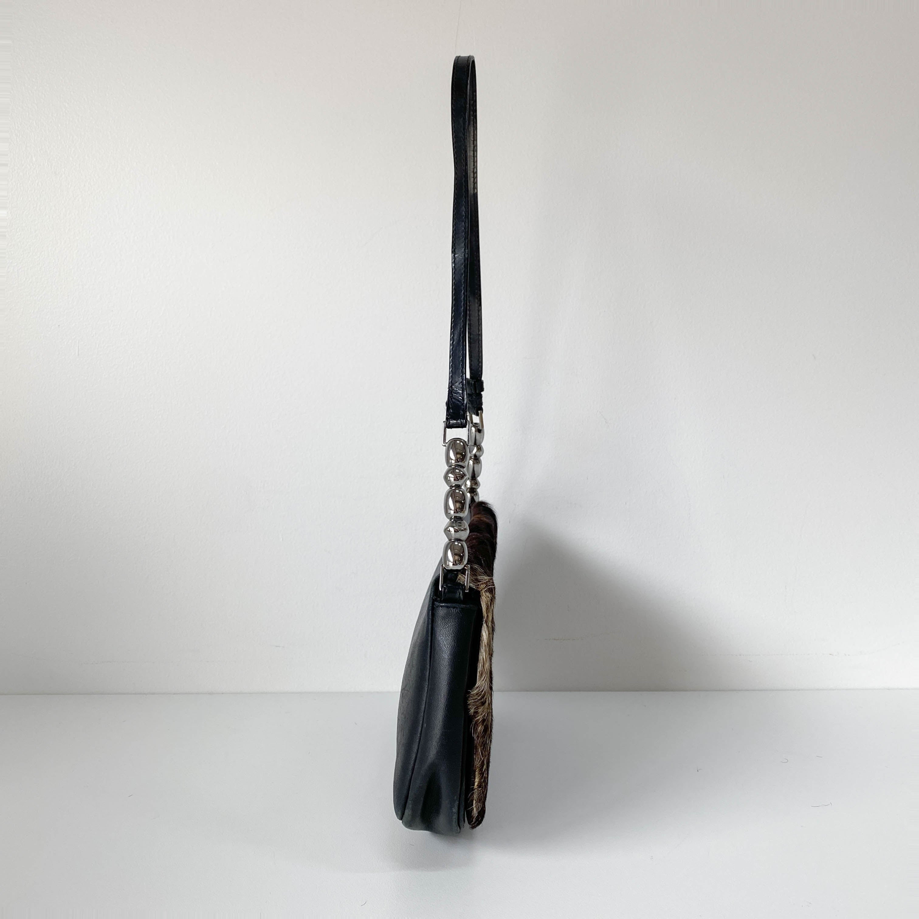 Limited Edition Malice Pearl Brown Pony Hair Shoulder Bag