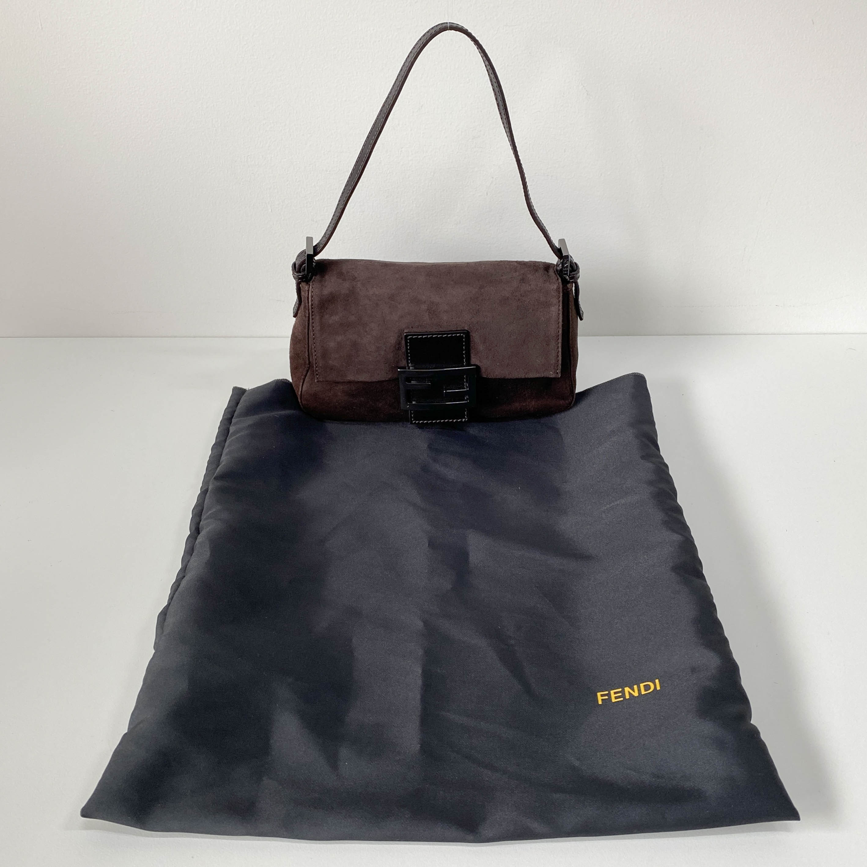 Mini Mamma Baguette Brown Suede Shoulder Bag