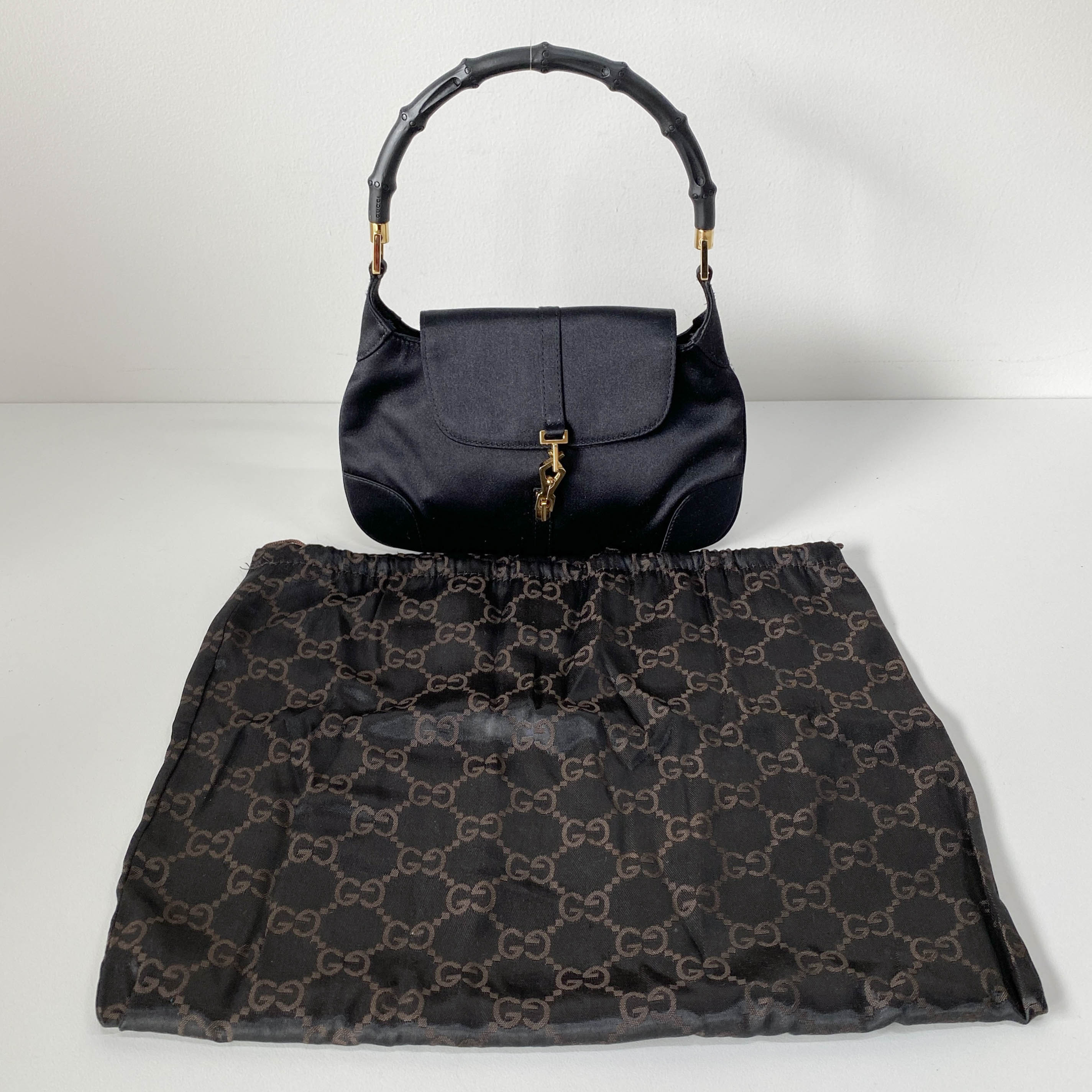 Bamboo Mini Black Satin Handbag