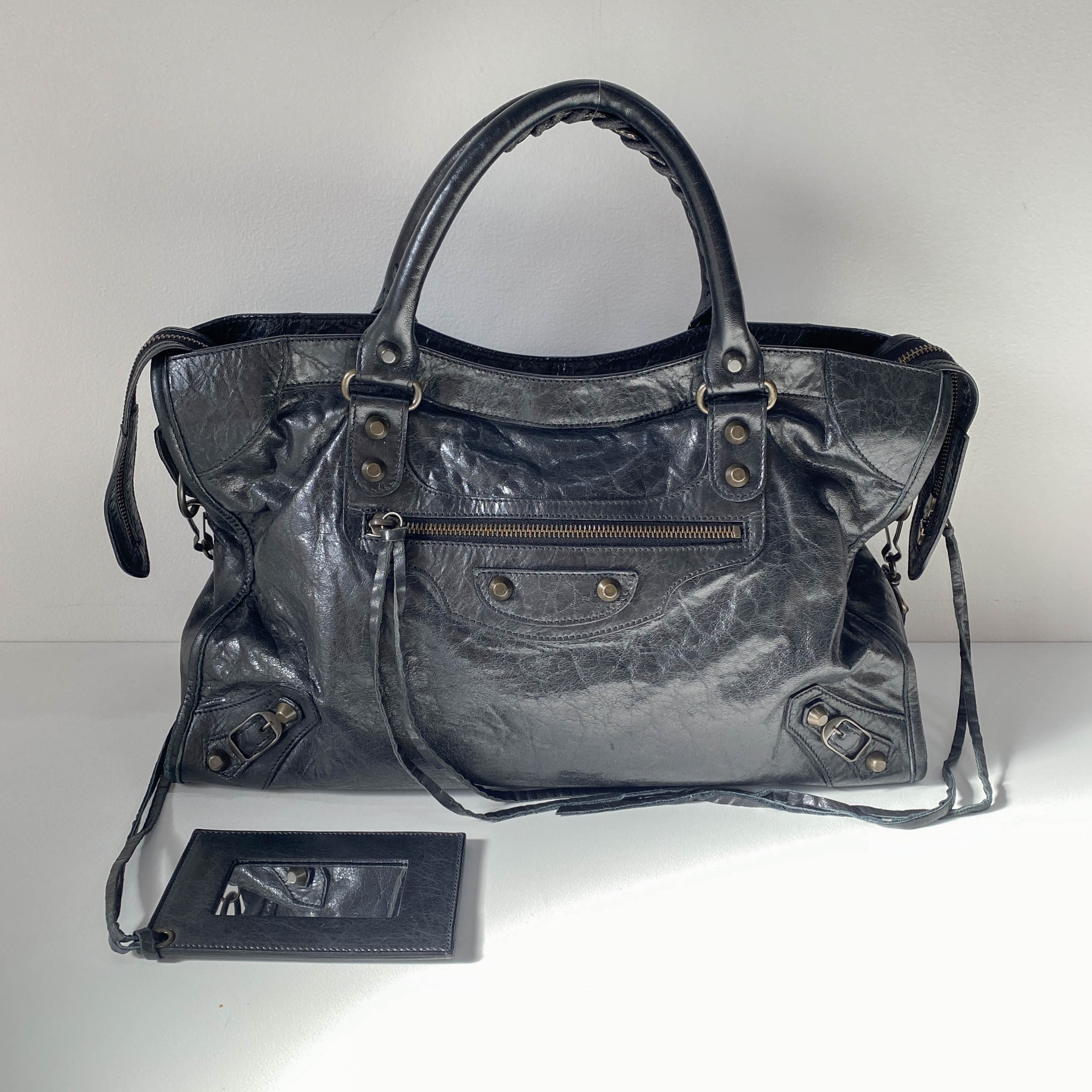 The City Black Leather Two Way Bag