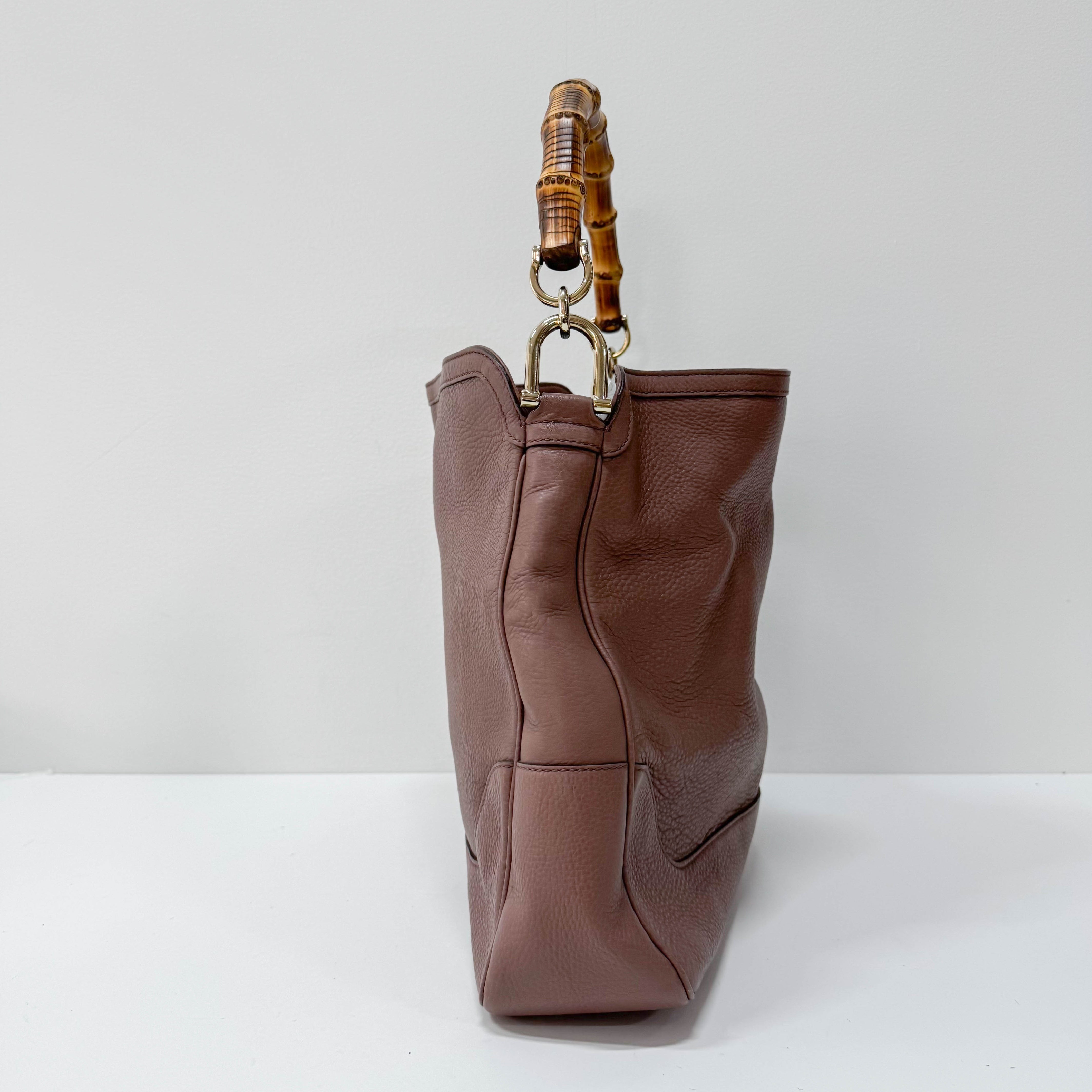 Bamboo Top Handle Tuape Leather Two Way Bag