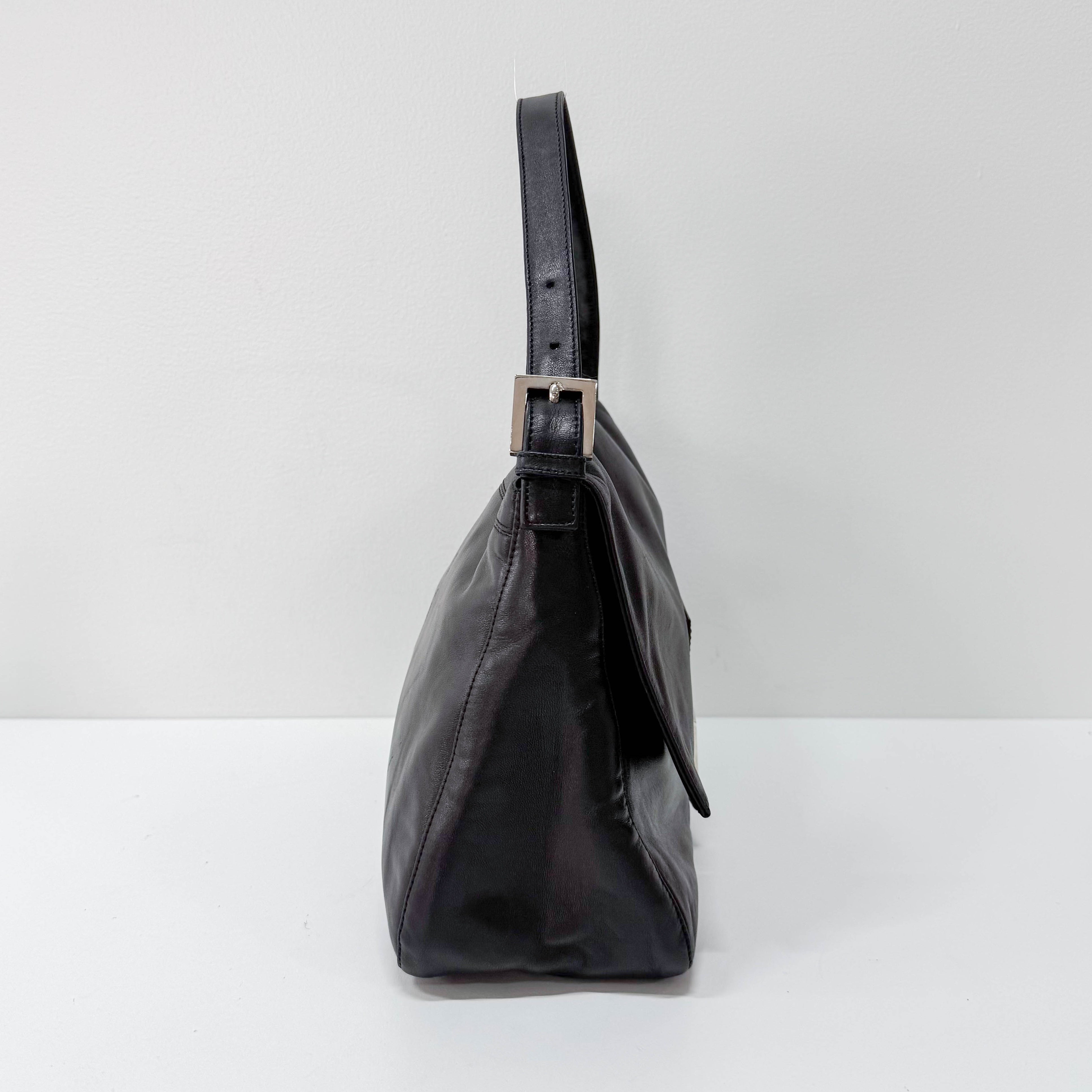 Mamma Baguette Black Leather Shoulder Bag